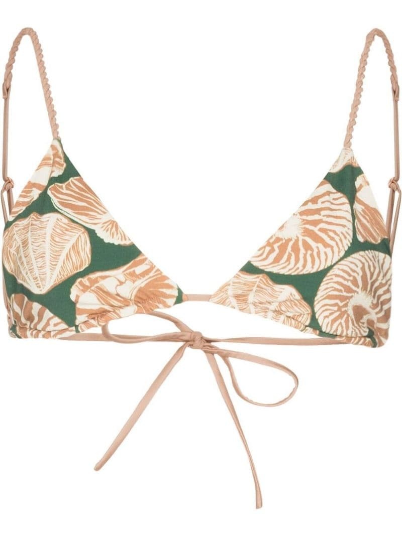 Johanna Ortiz Seashell Graphic Triangle Bikini Top REVERSIBLE