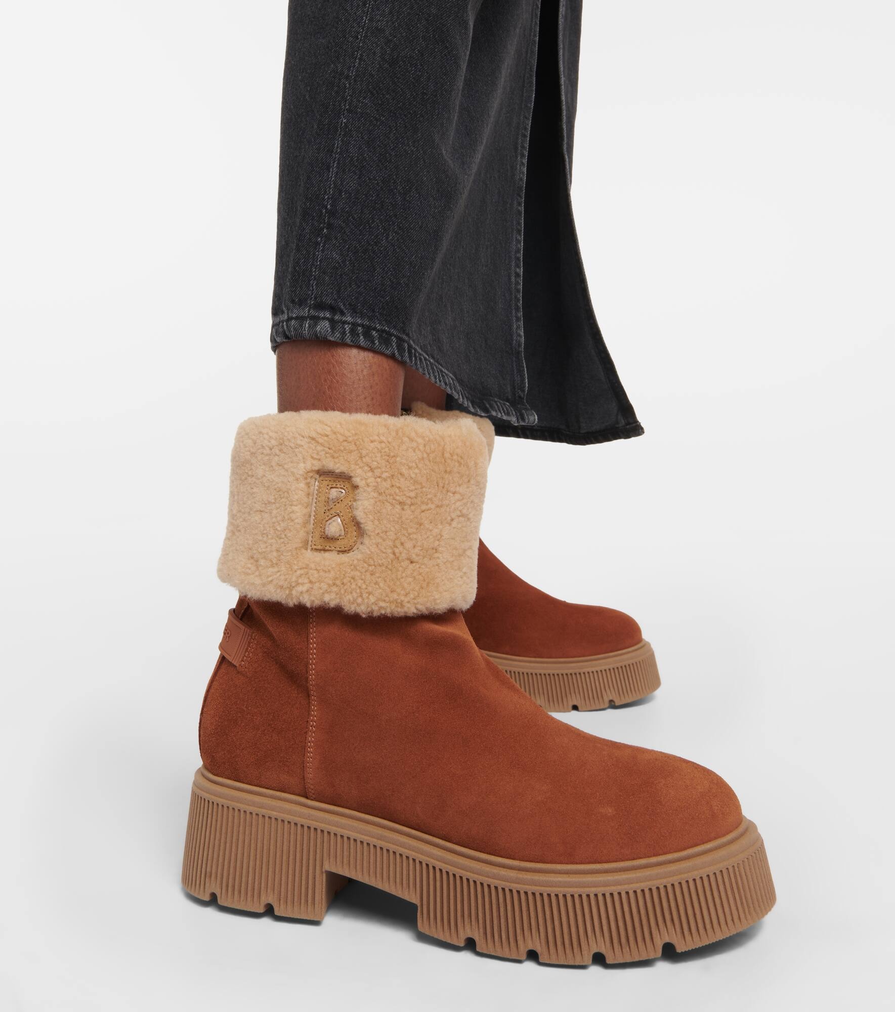 Bogner Turin Shearling Trimmed Suede Ankle Boots Reversible