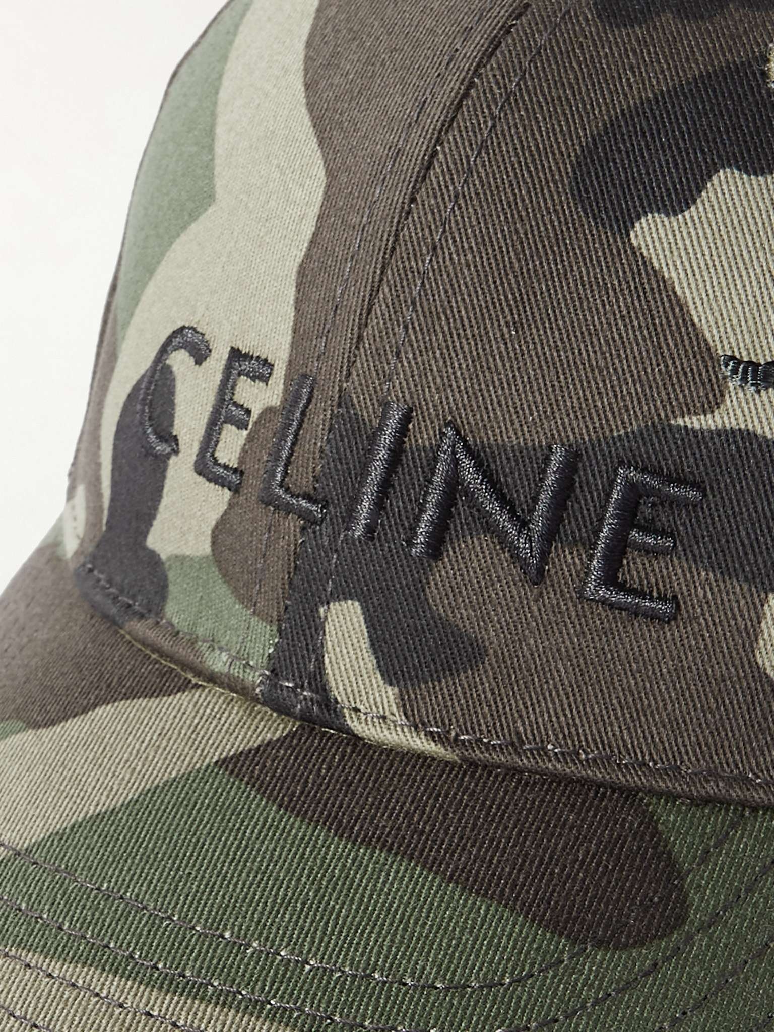 Celine Logo Embroidered Camouflage Print Cotton Twill Baseball Cap