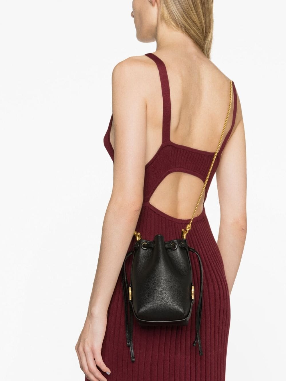 Chlo Micro Marcie Leather Bucket Bag Reversible