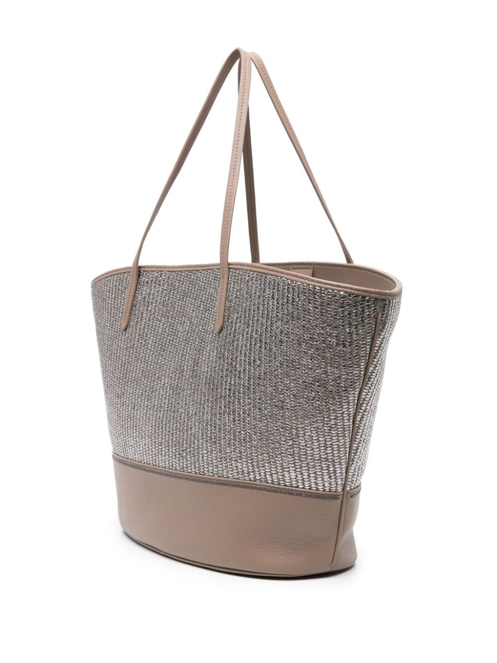 Brunello Cucinelli Metallic Raffia Tote Bag Reversible