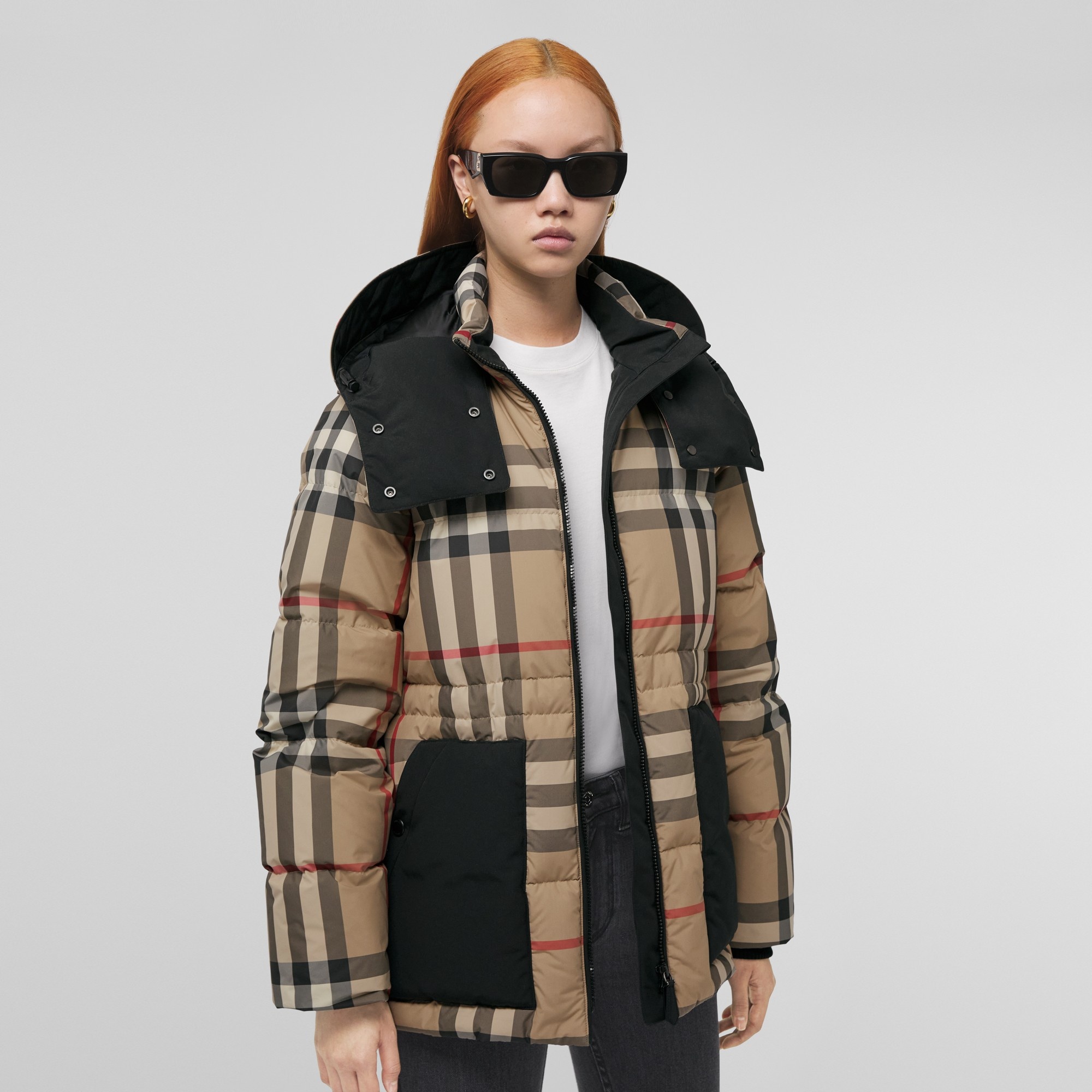 Burberry Detachable Hood Check Puffer Jacket REVERSIBLE