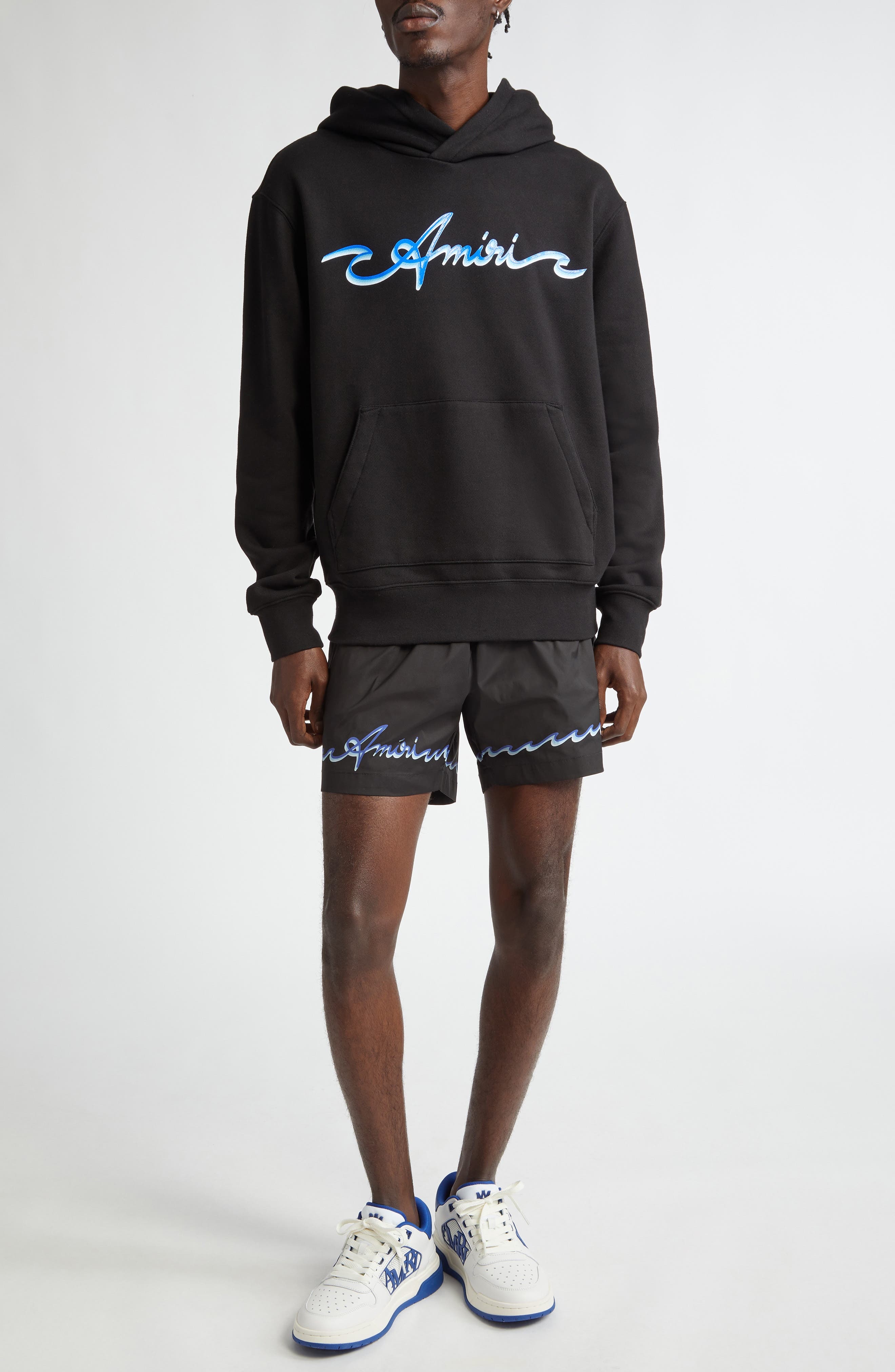 AMIRI Wave Logo Swim Trunks in Black at Nordstrom - 2