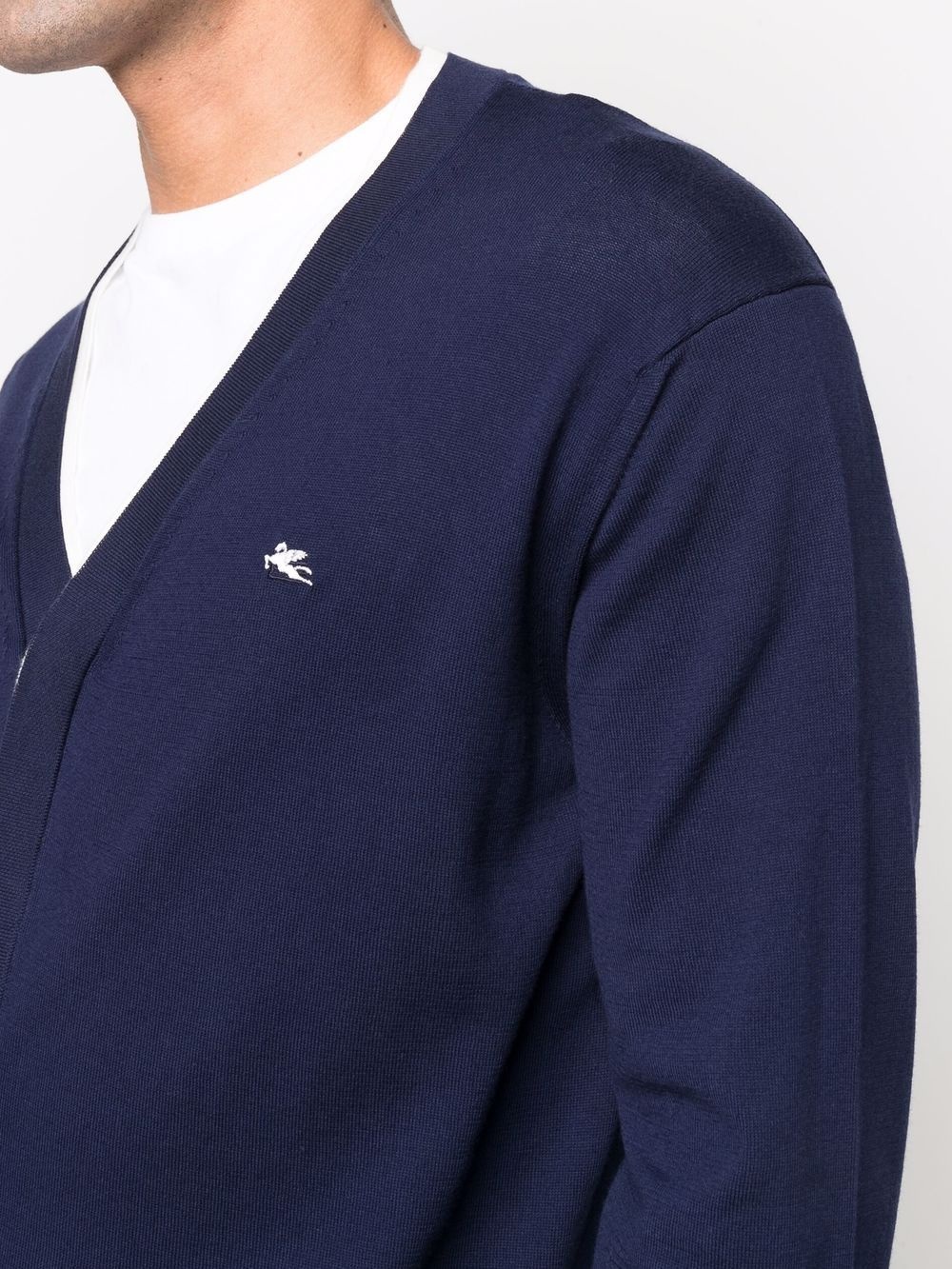 logo-embroidered V-neck cardigan - 5