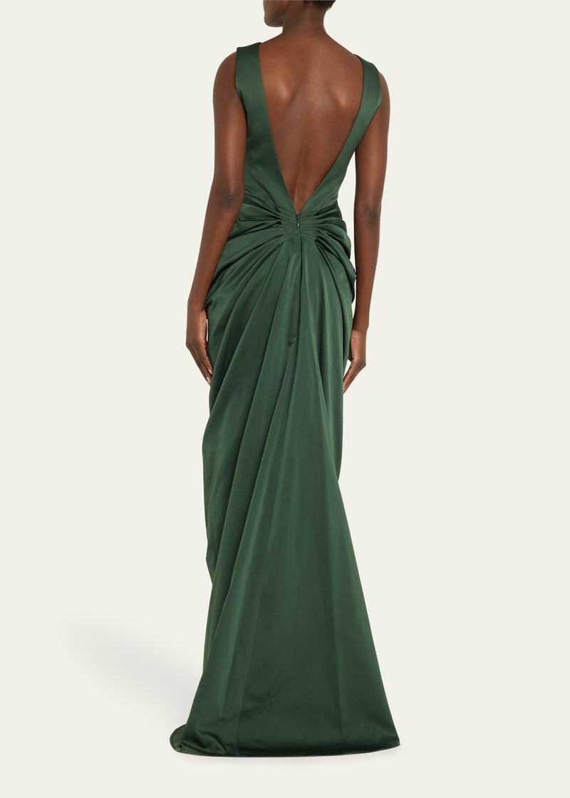 Danama Draped Train Backless Gown 3