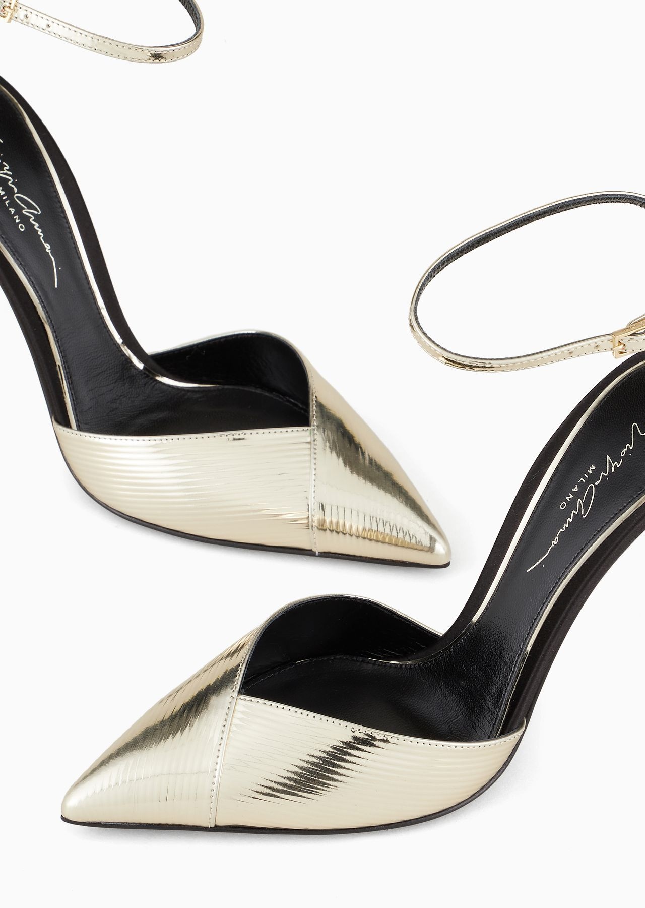 Striped, lamé calfskin court shoes - 4