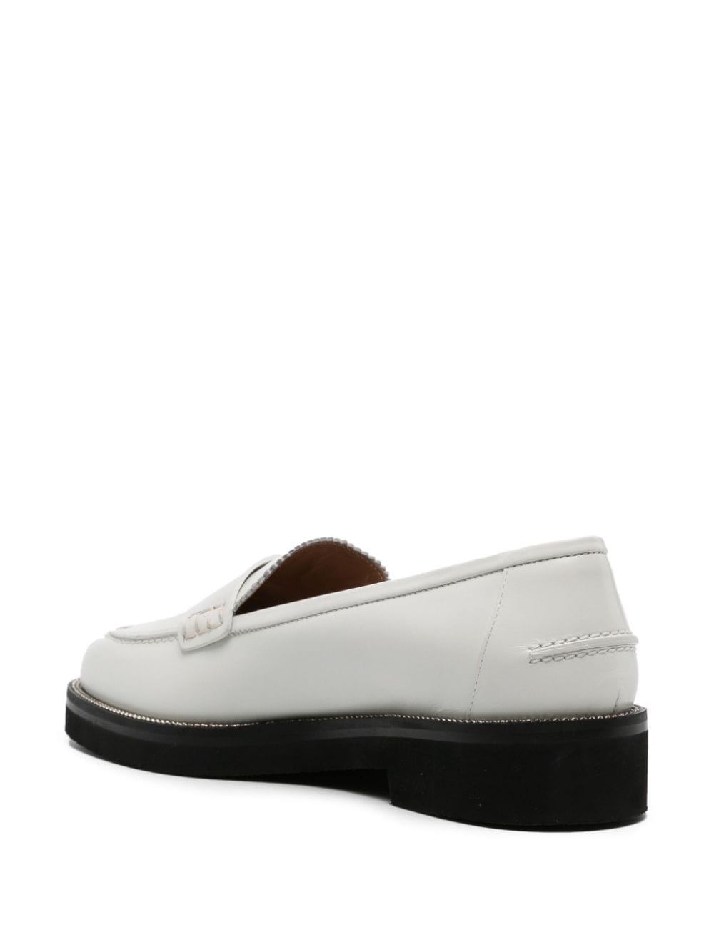 Aqua chain-detailed leather loafers - 3
