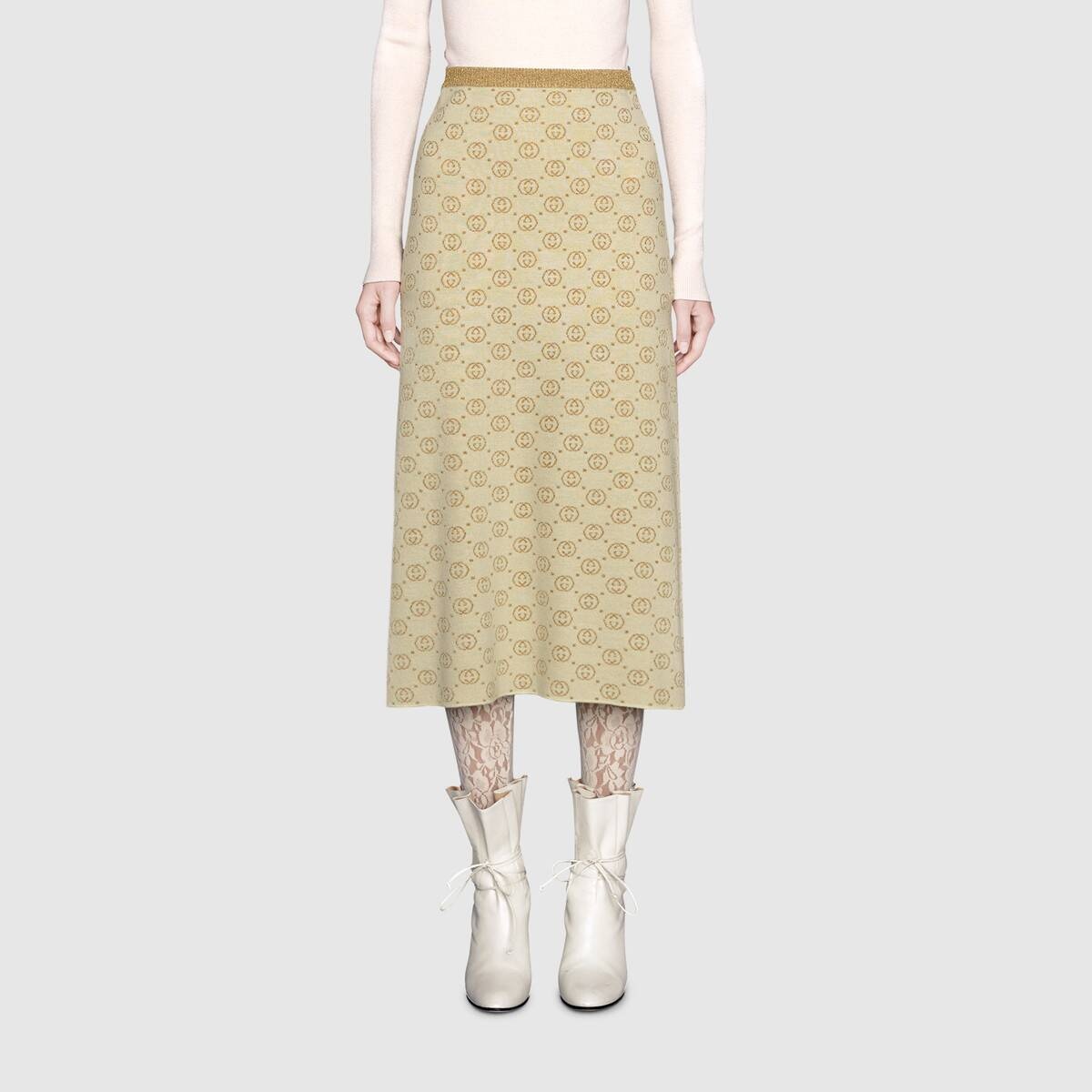 Interlocking G lamé wool skirt - 3