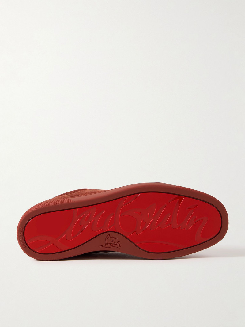 Christian Louboutin Louis Junior Grosgrain-Trimmed Suede Sneakers Red outlook