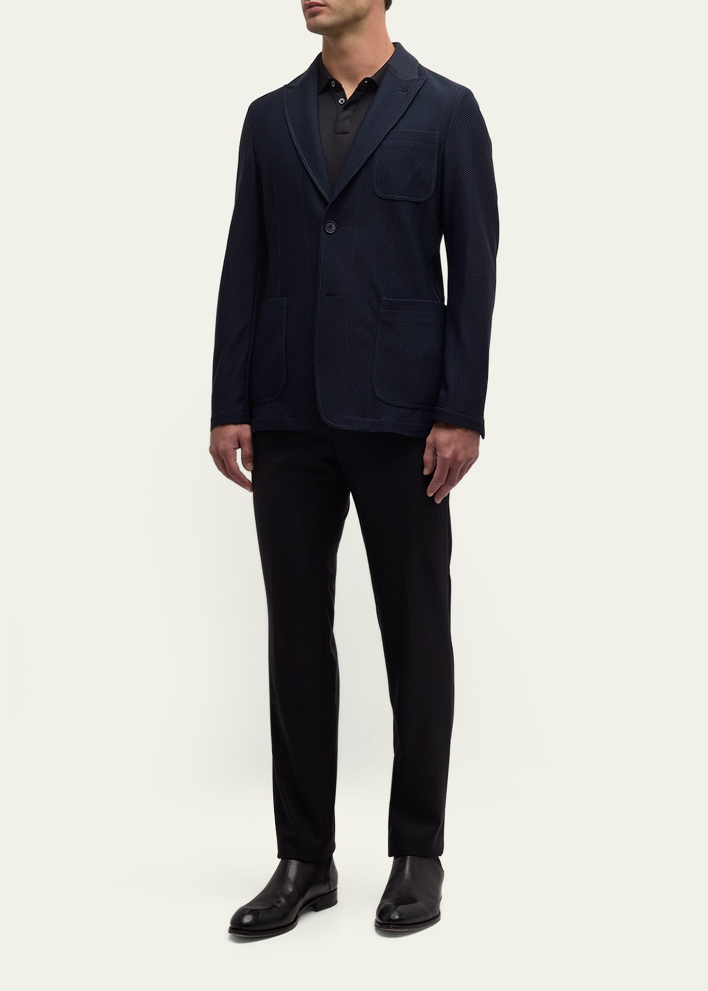 Men's Single-Breasted Rice Stitch Sport Coat - 2