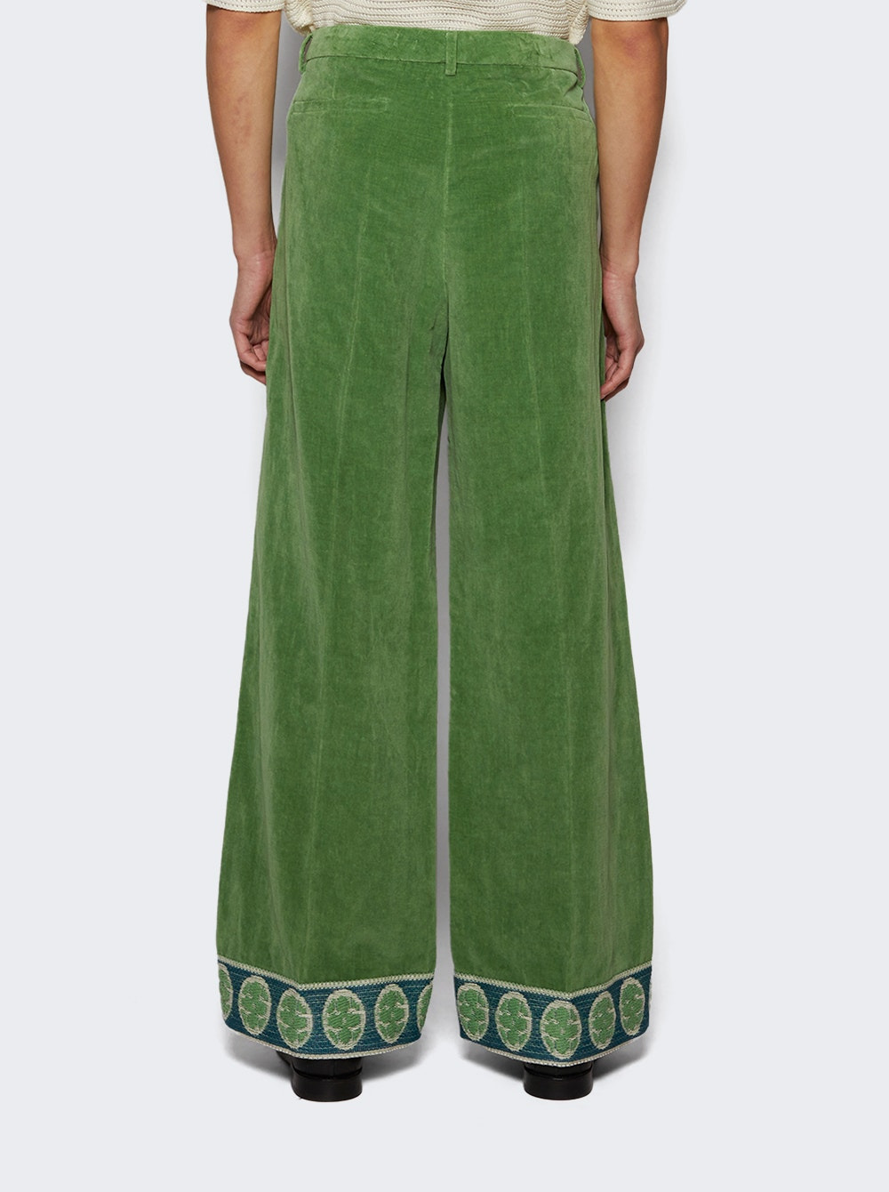 Washed Velvet Trousers Laurel Green - 5