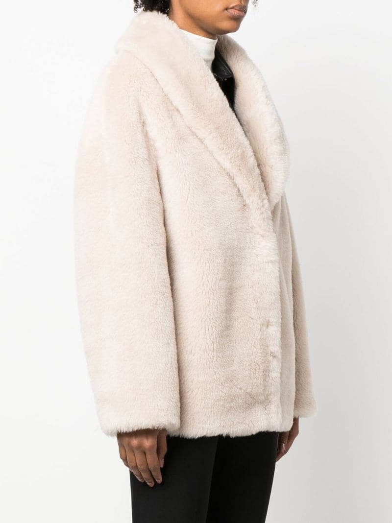 fitted lamb-fur short coat - 6
