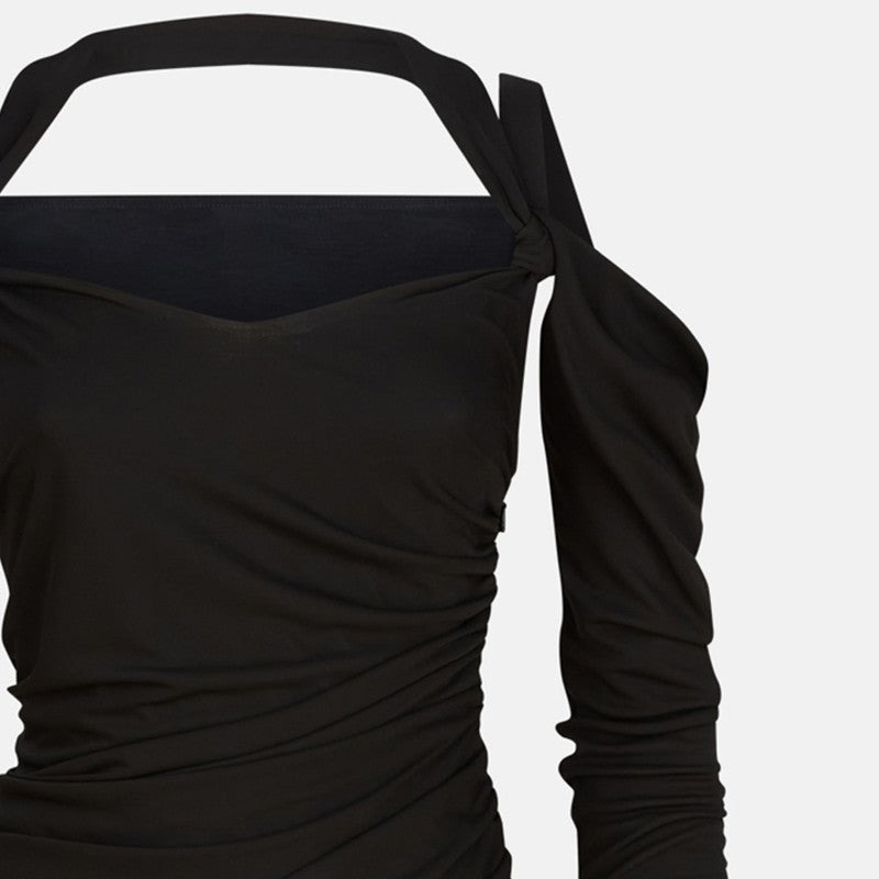 The Attico Black Midi Dress In Viscose Crêpe Women - 2