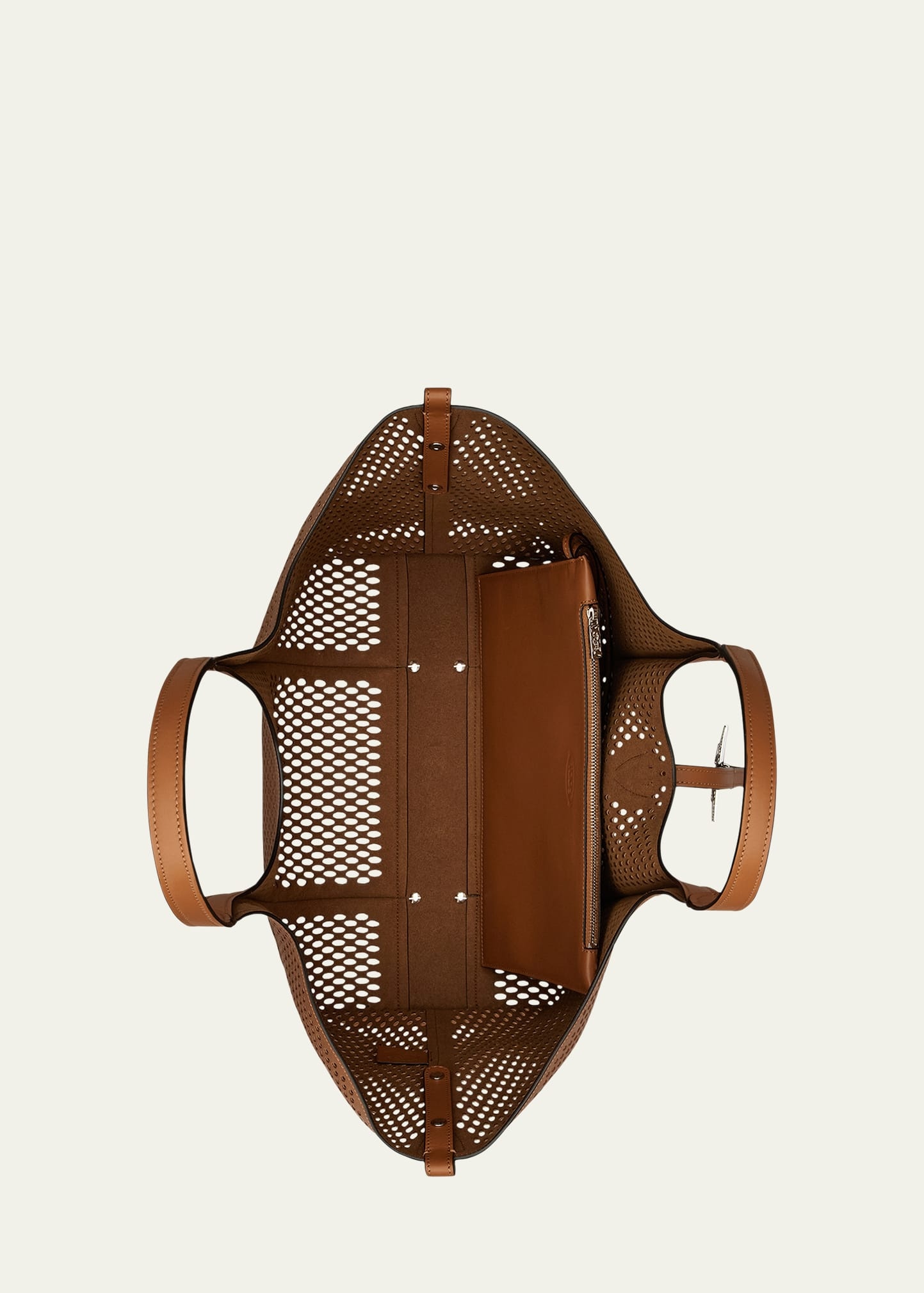 Medium Laser-Cut Leather Shopping Tote Bag - 2