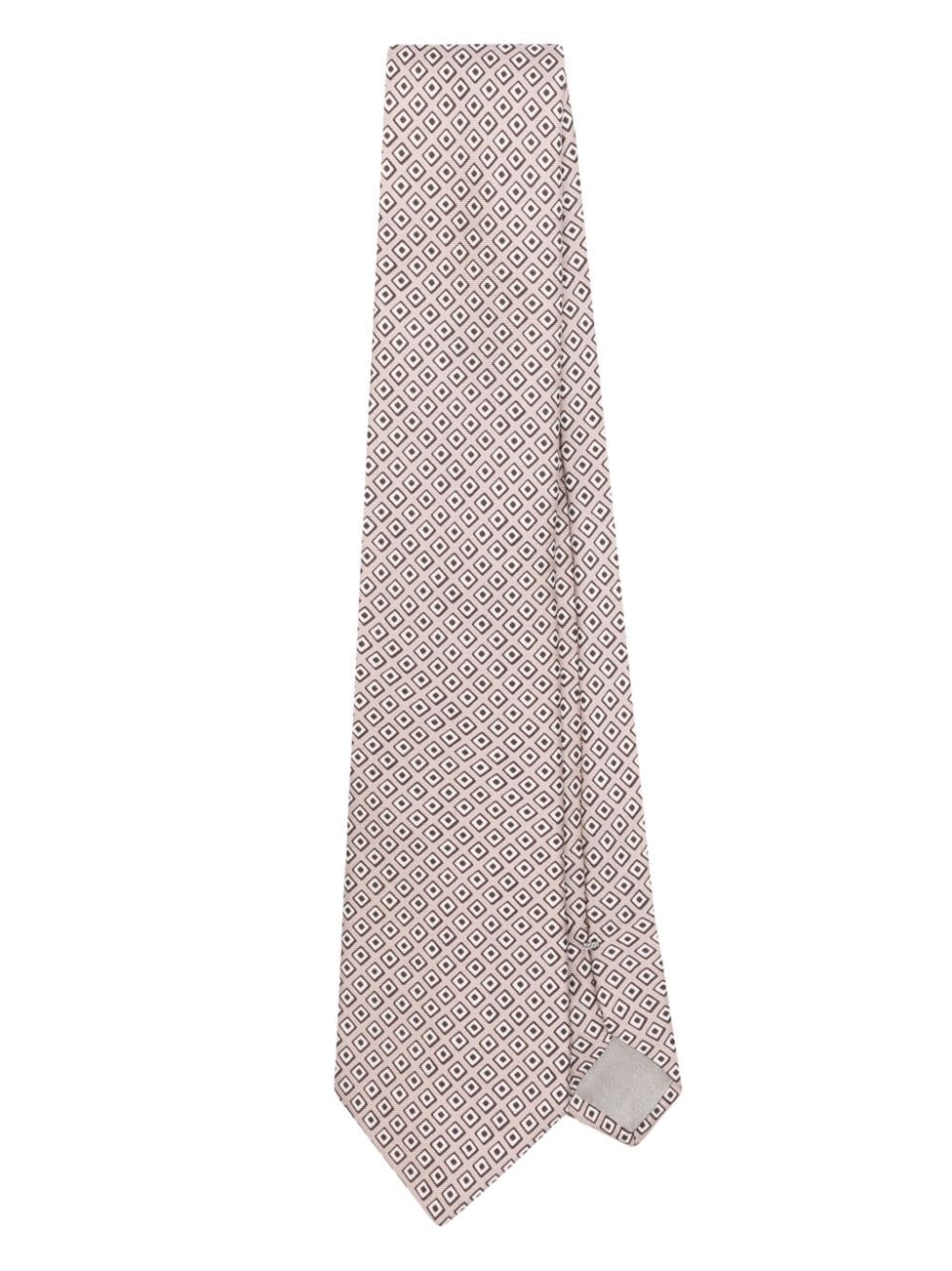 patterned-jacquard silk tie - 1