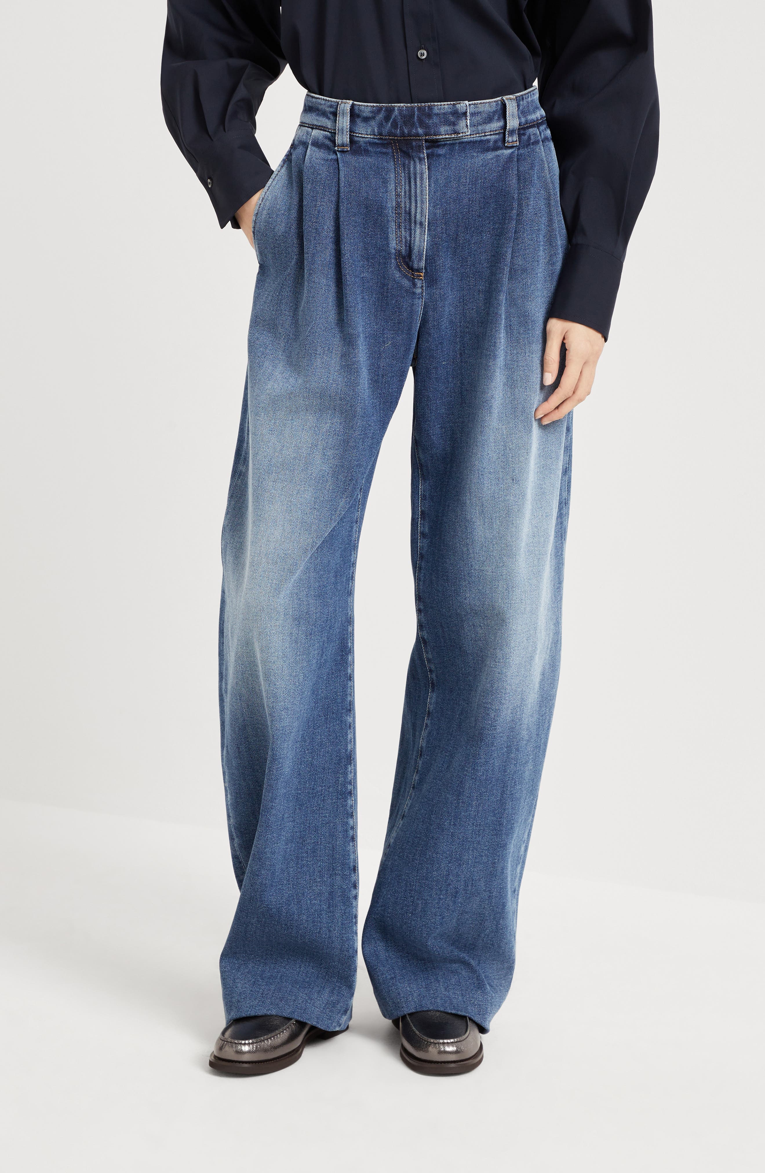 Brunello Cucinelli Loose Curved trousers in Denim at Nordstrom - 2