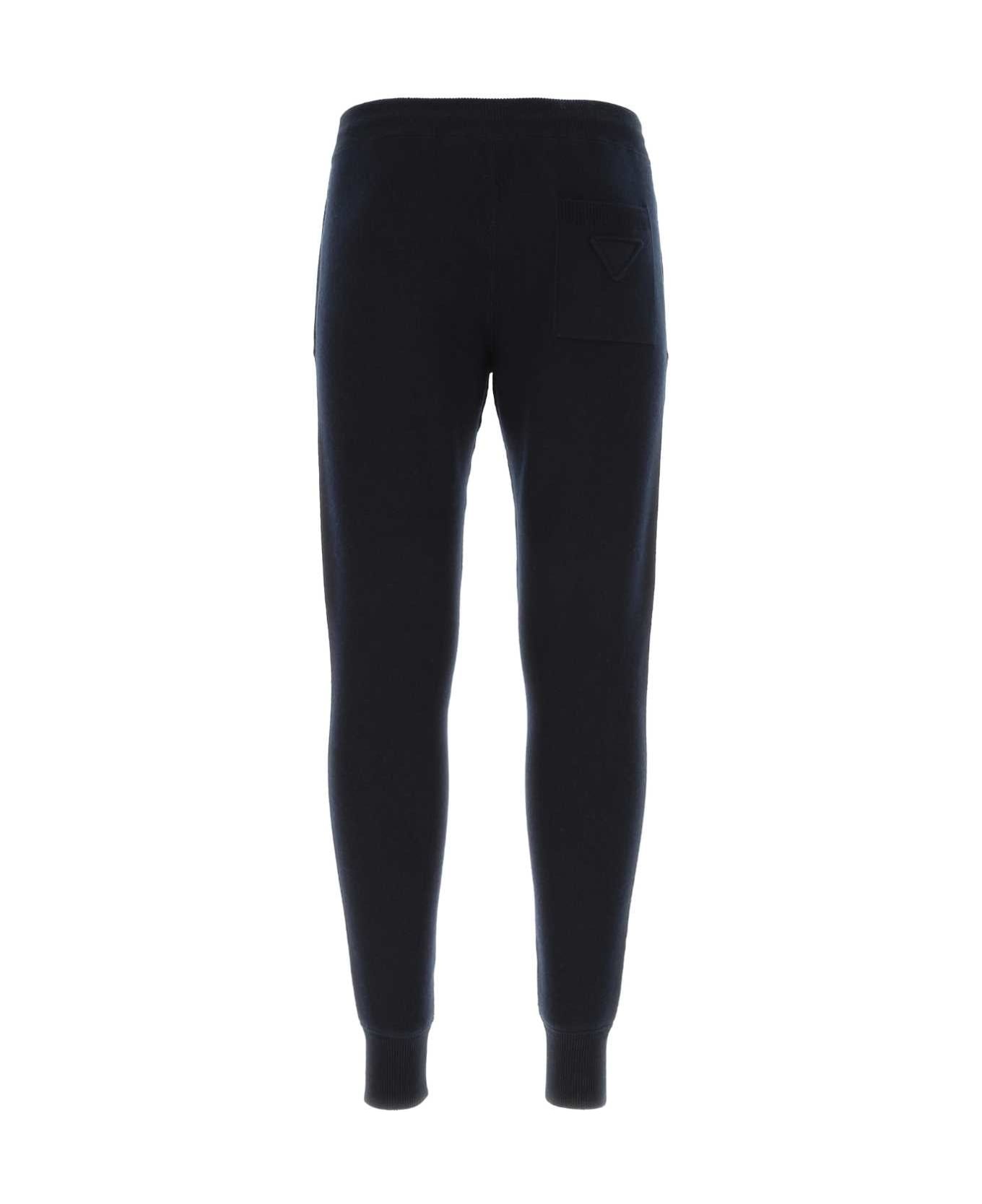 Dark Blue Stretch Cashmere Blend Joggers - 2