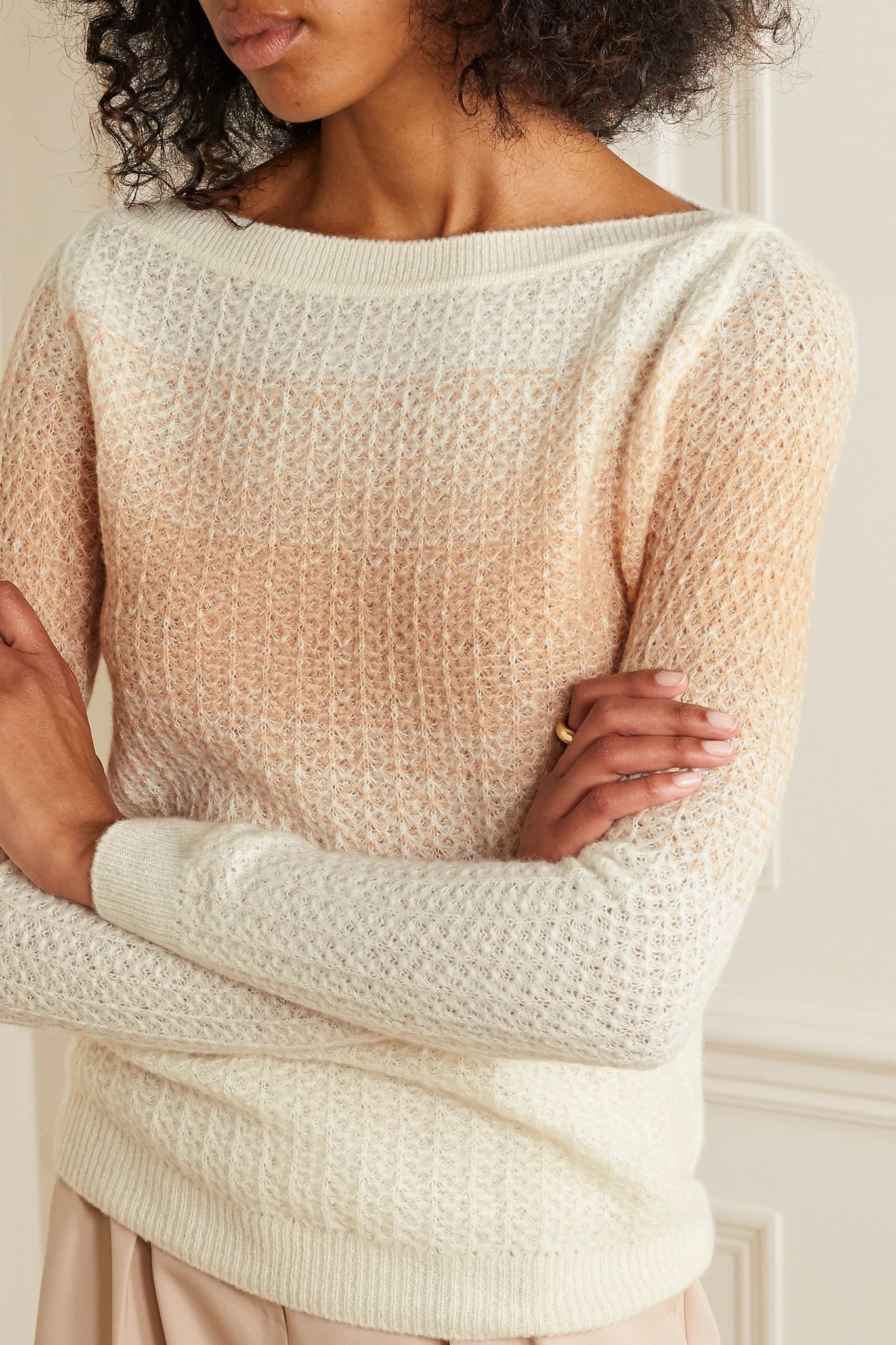 Ombré cashmere and silk-blend sweater - 3