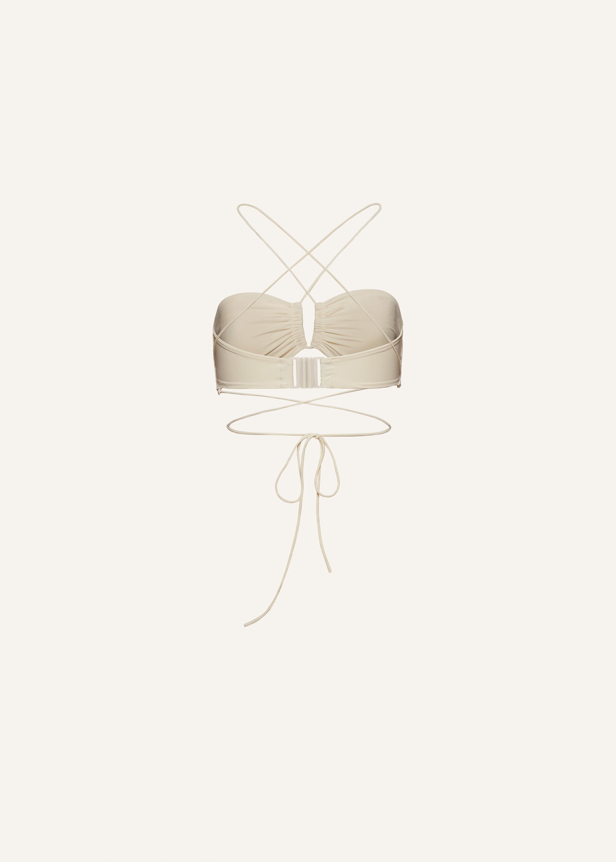 Crisscross bandeau top in cream - 2