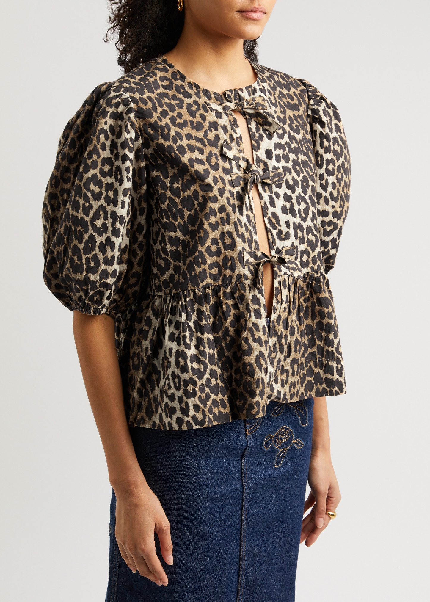 Leopard-print cotton-poplin blouse - 2