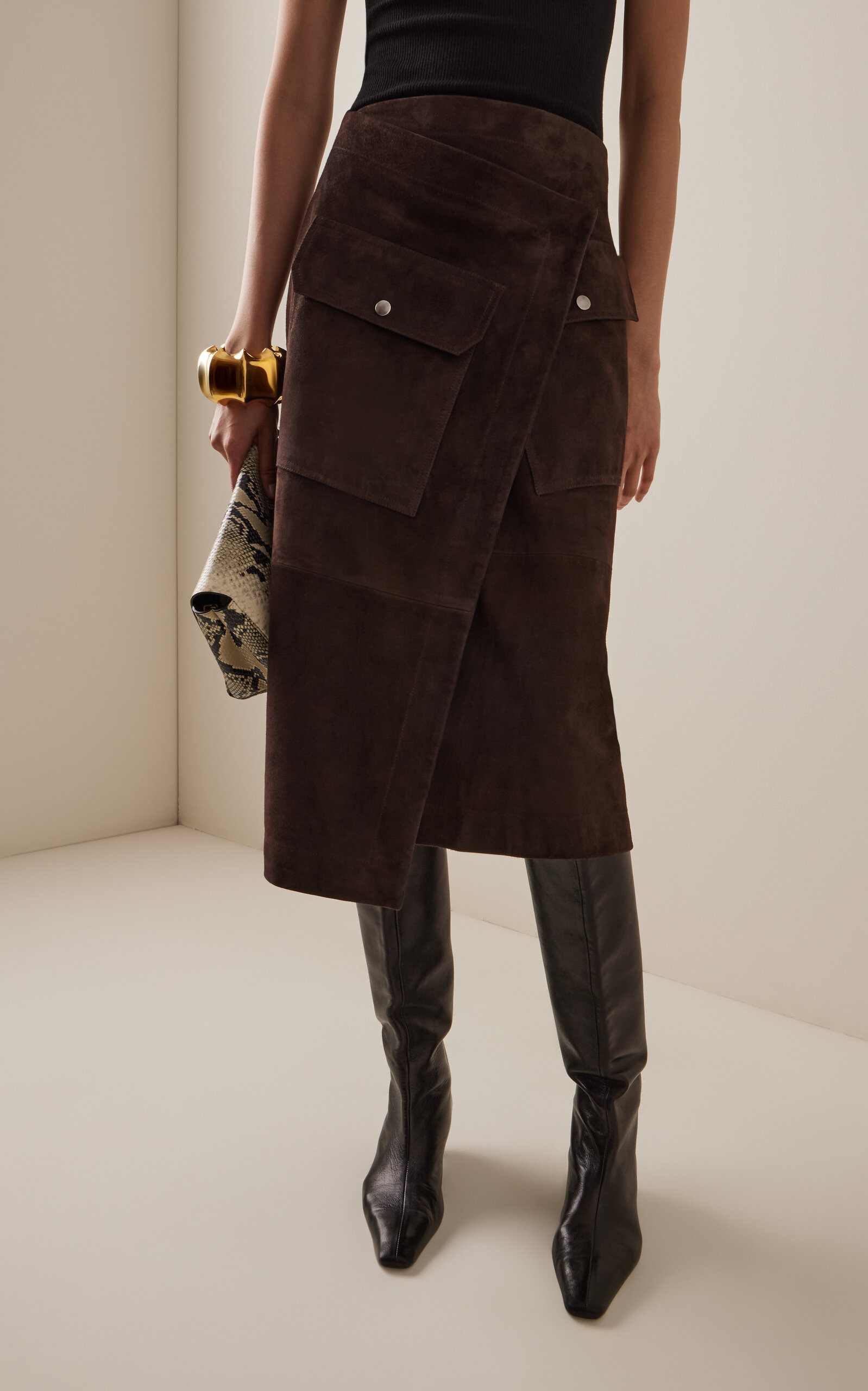 Suede Wrap Skirt brown - 3