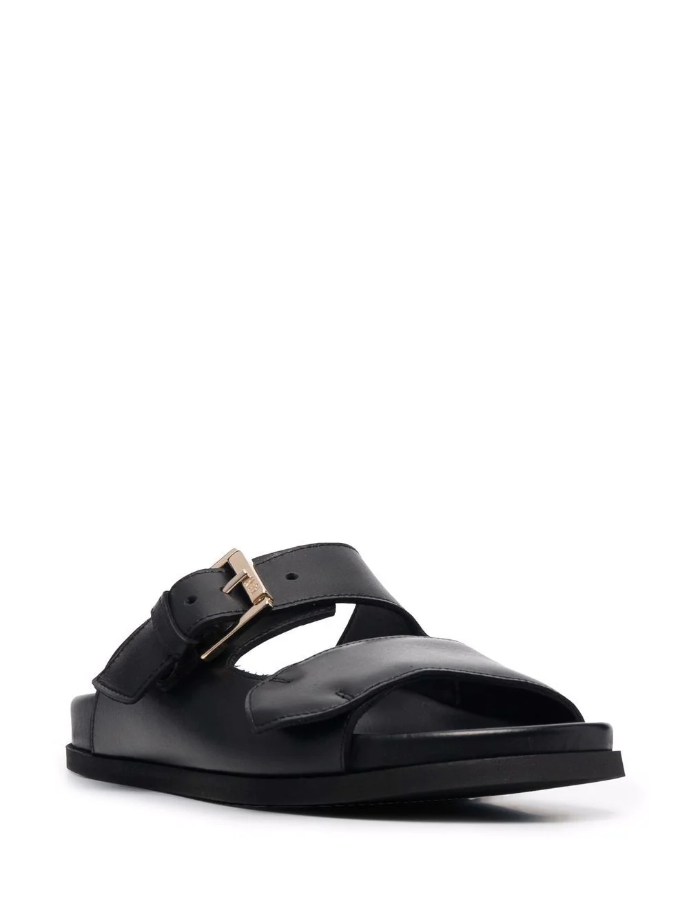 buckled leather slides - 2
