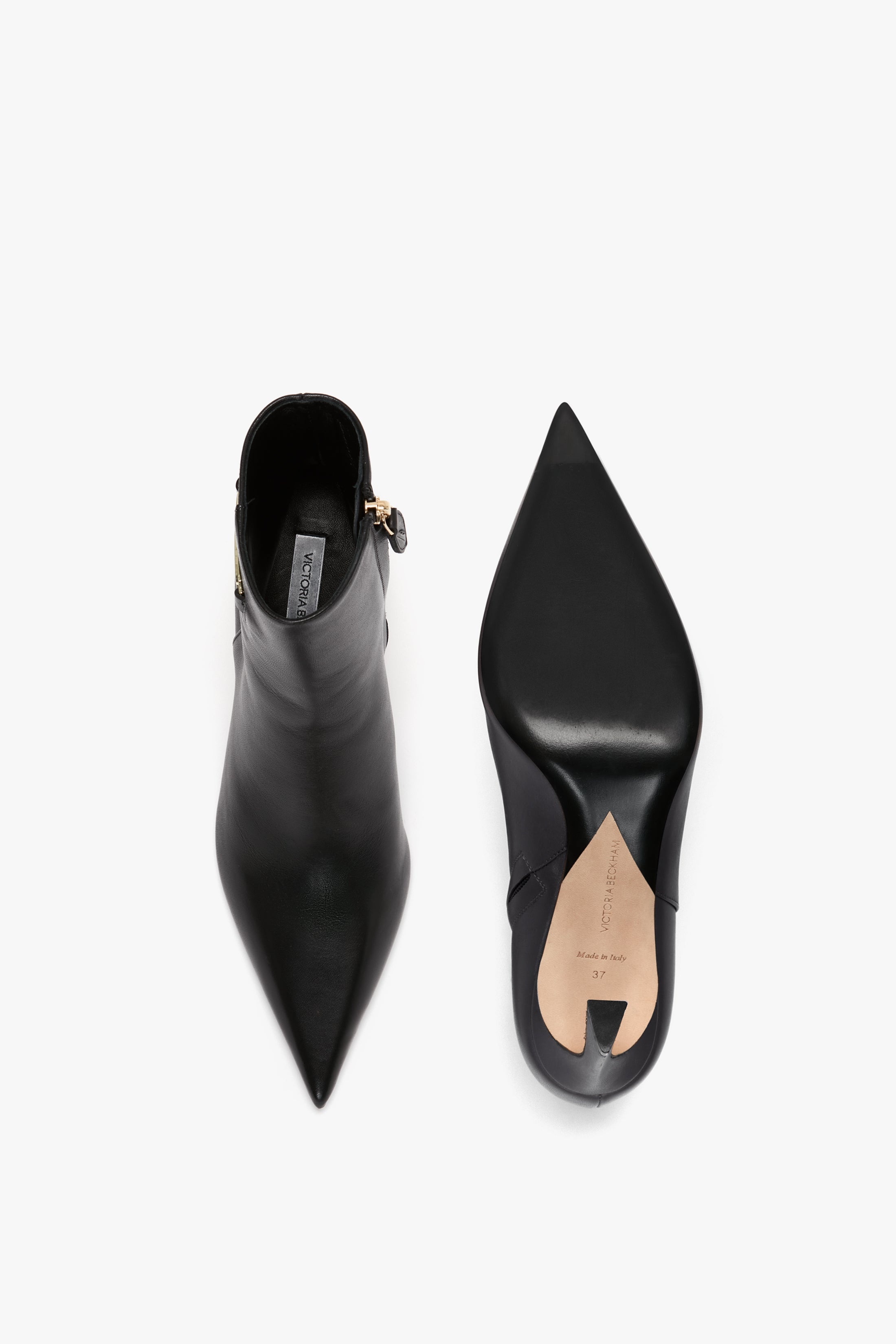 Pointed Toe Half Boot In Black Leather - 4