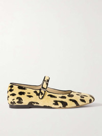 LE MONDE BÉRYL Stella leopard-print ribbed velvet Mary Jane