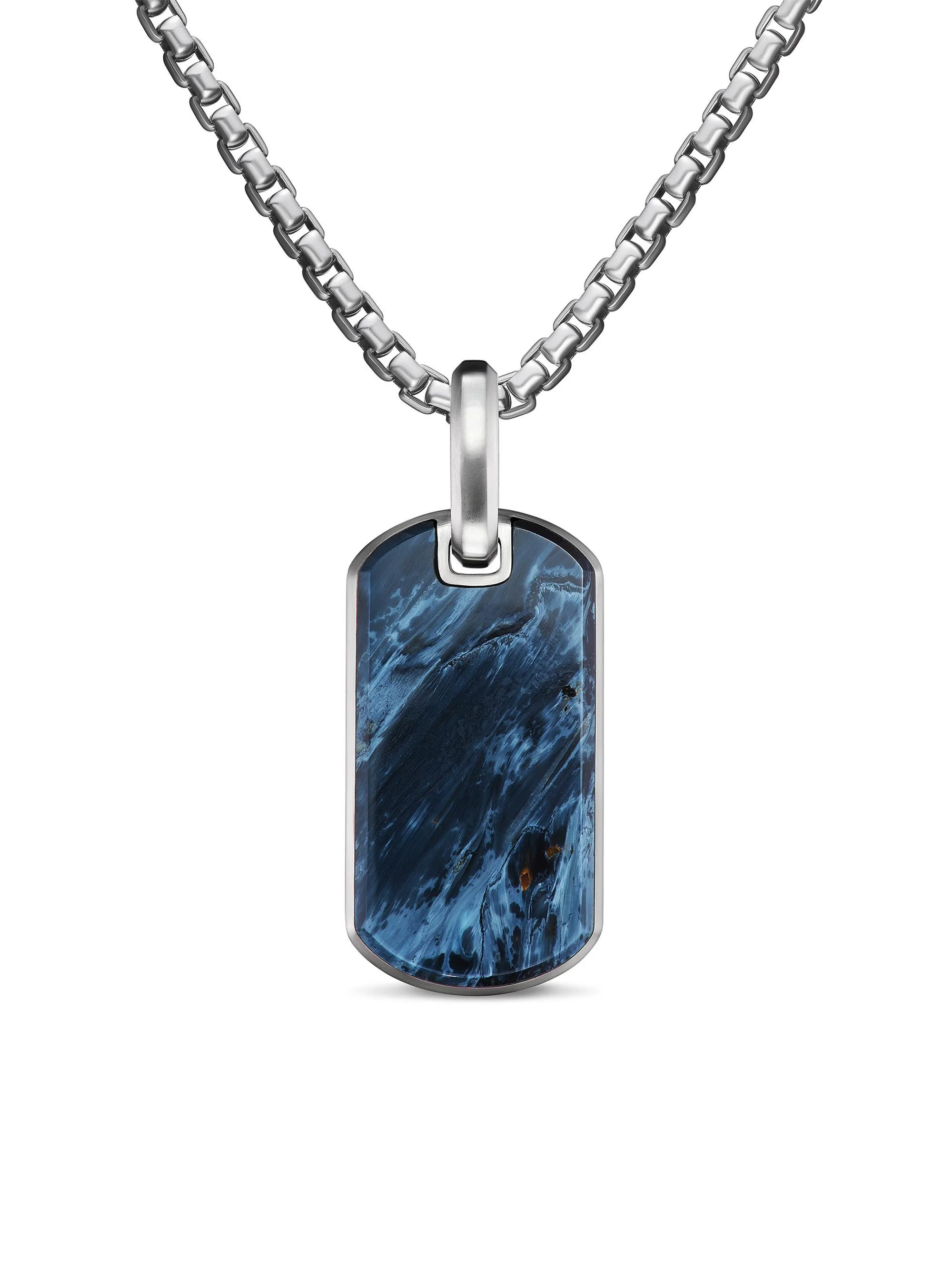 Men's Chevron Tag in Sterling Silver - Pietersite - 1