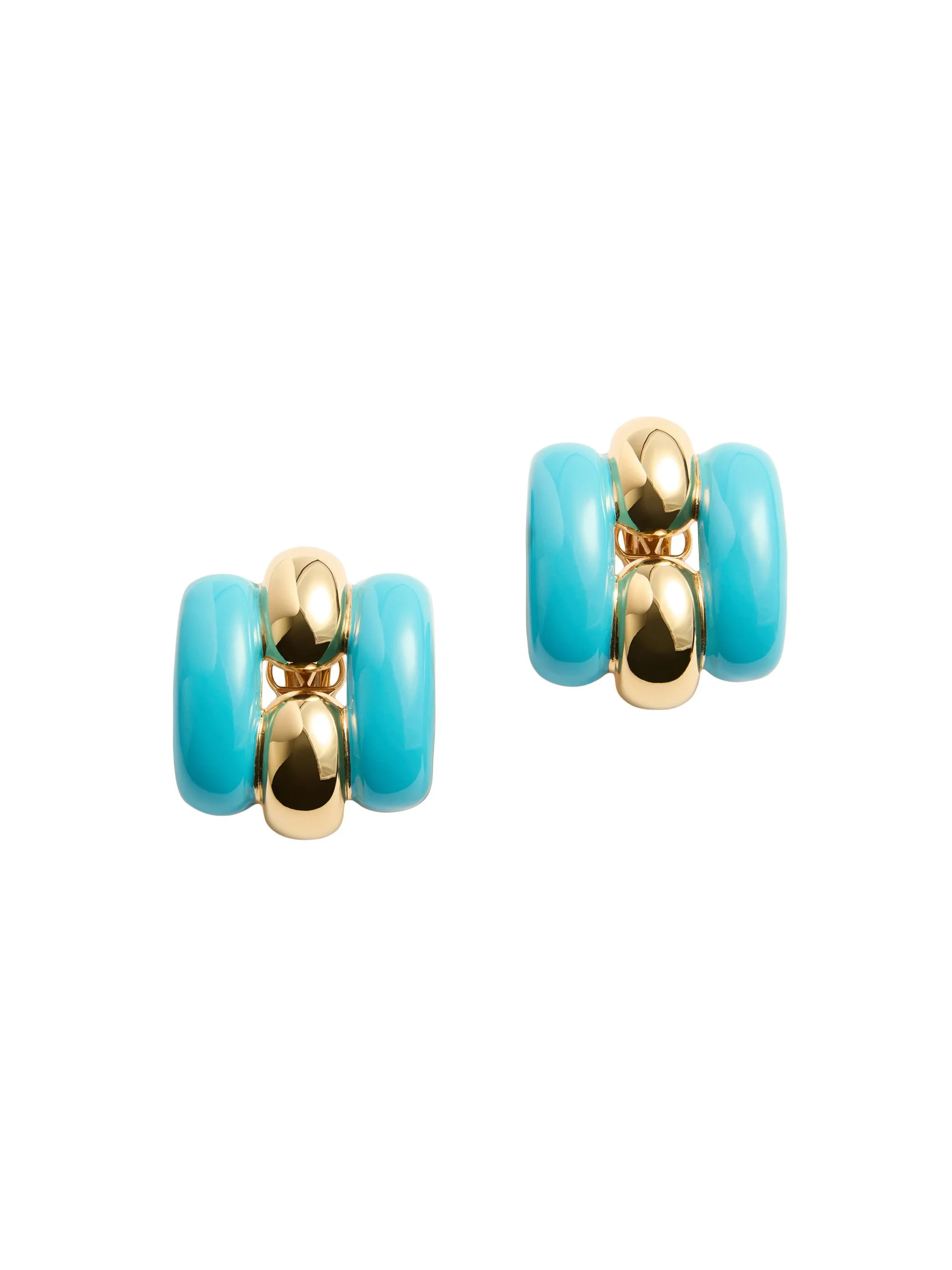 Women's Pas Plus Metal and Enamel Earrings - Turquoise Gold - 1