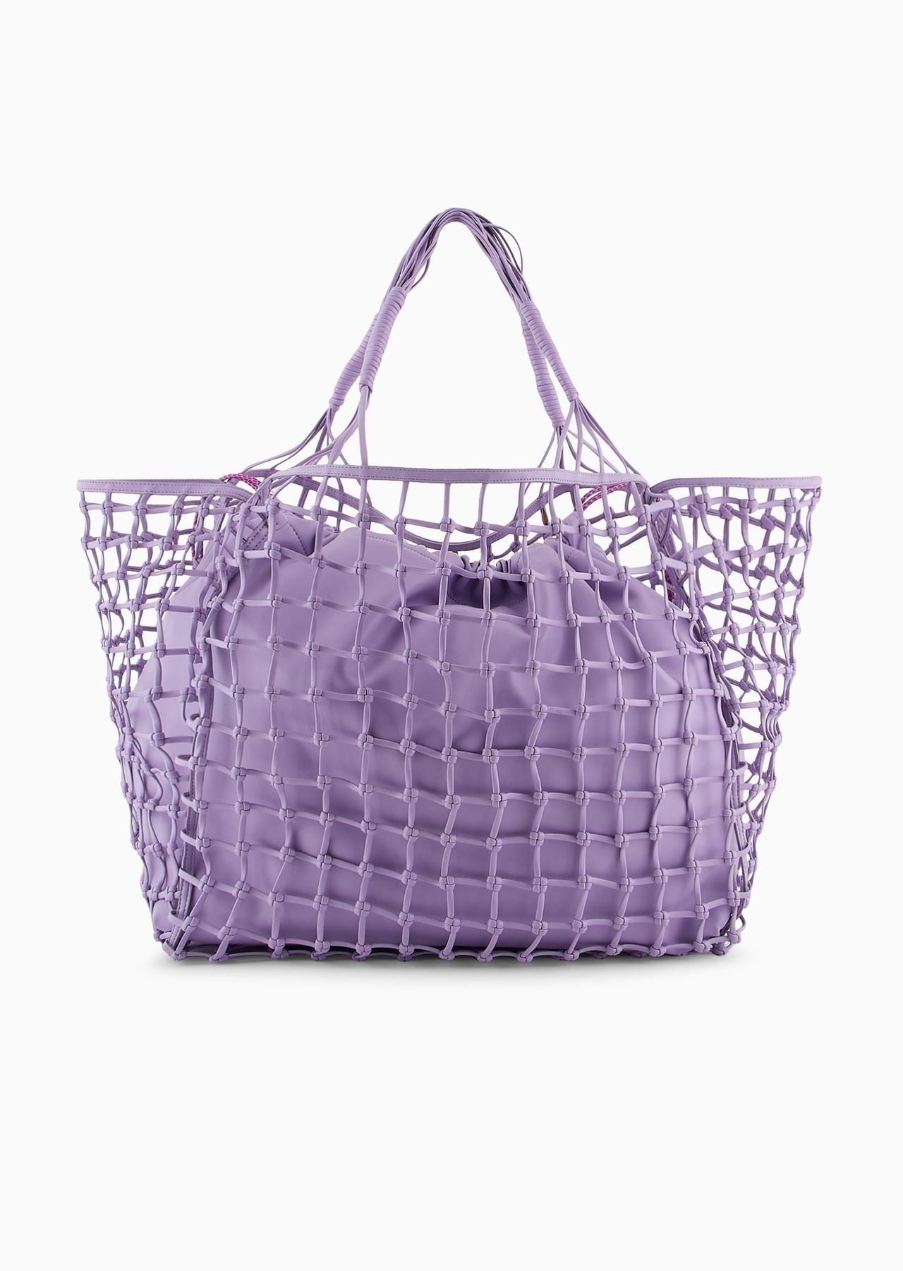 Oversized nappa leather-effect woven shopper bag - 3