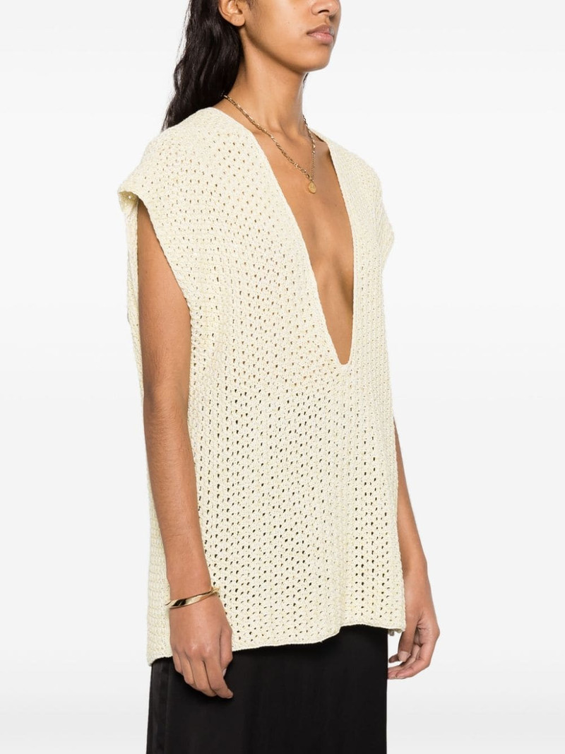 V-neck open-knit top 3