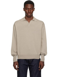 KAPTAIN SUNSHINE Taupe Cotton Knit Skipper Polo | REVERSIBLE