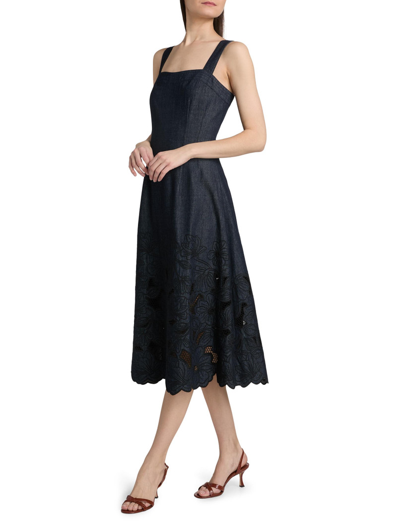 Women's Rosaura Floral Laser-Cut Midi-Dress - Indigo Rinse 4