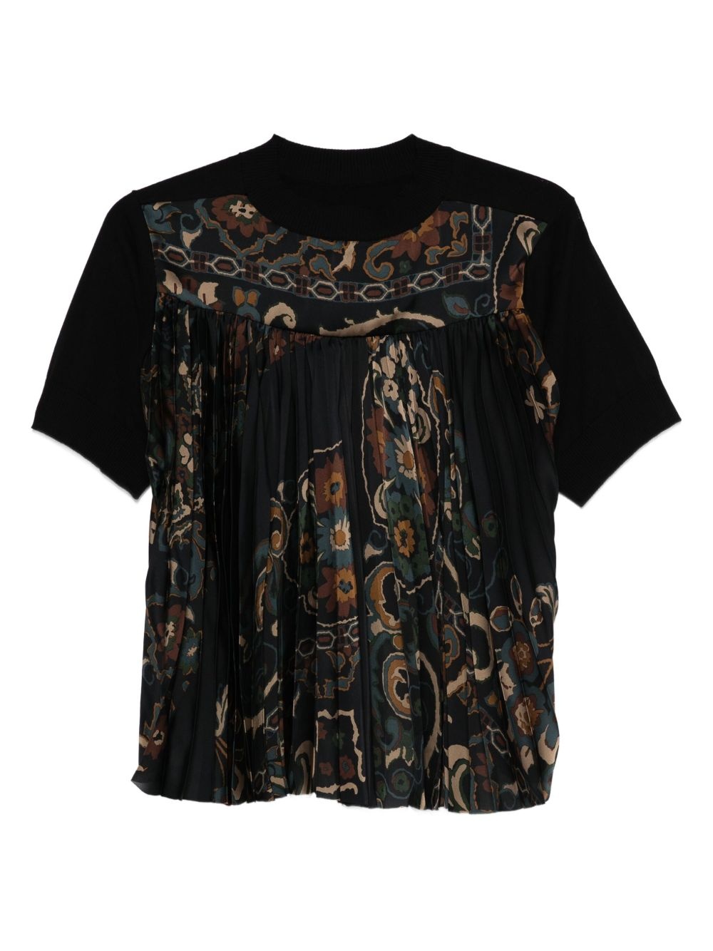 pleated floral print top - 1