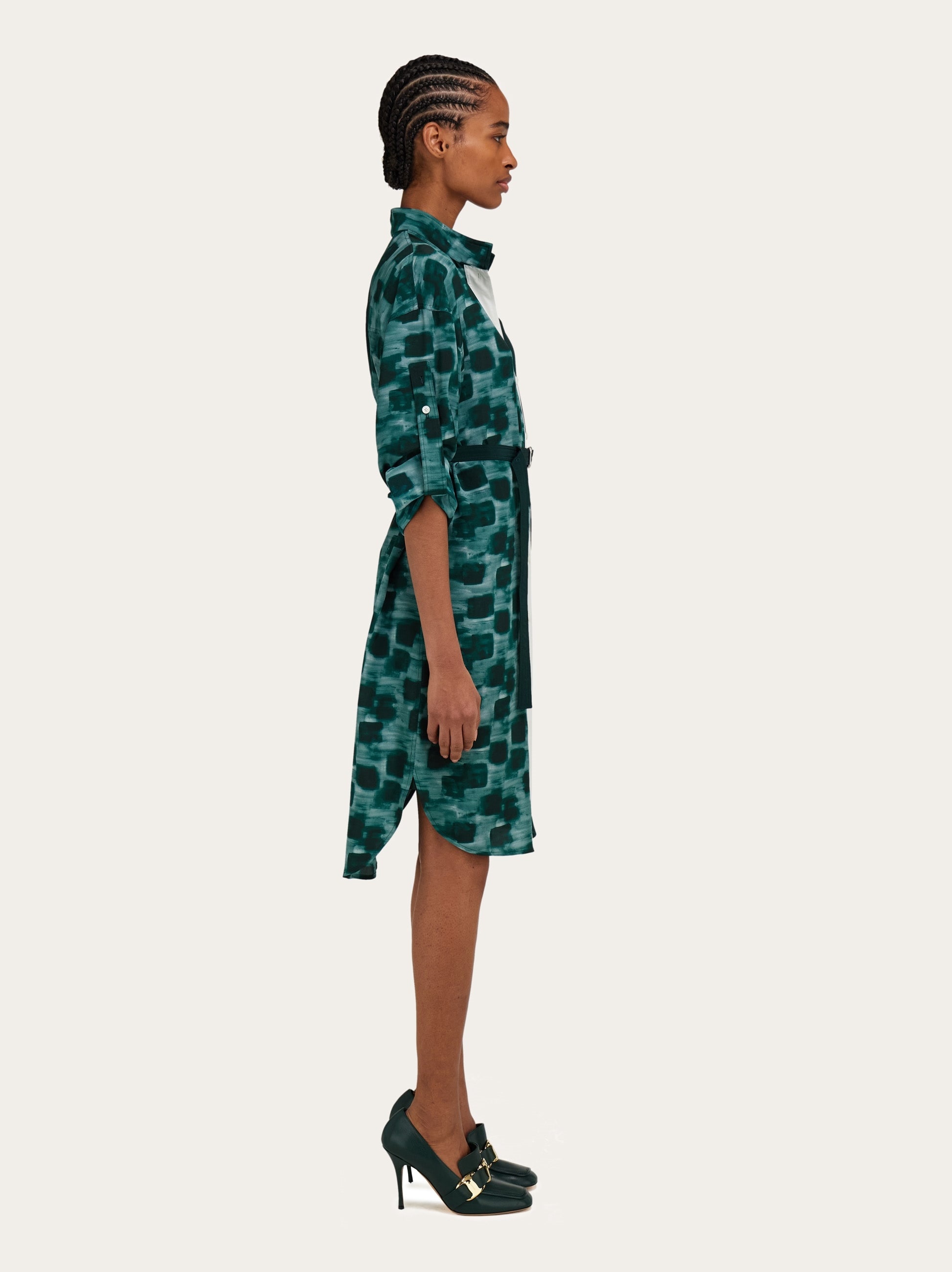 Shirt dress with contrasting prints - 3