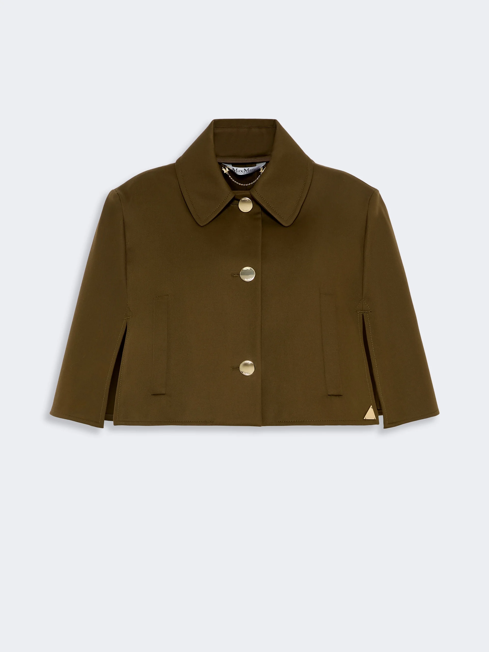 PADRE Water-repellent cropped gabardine cape - KAKI - 1