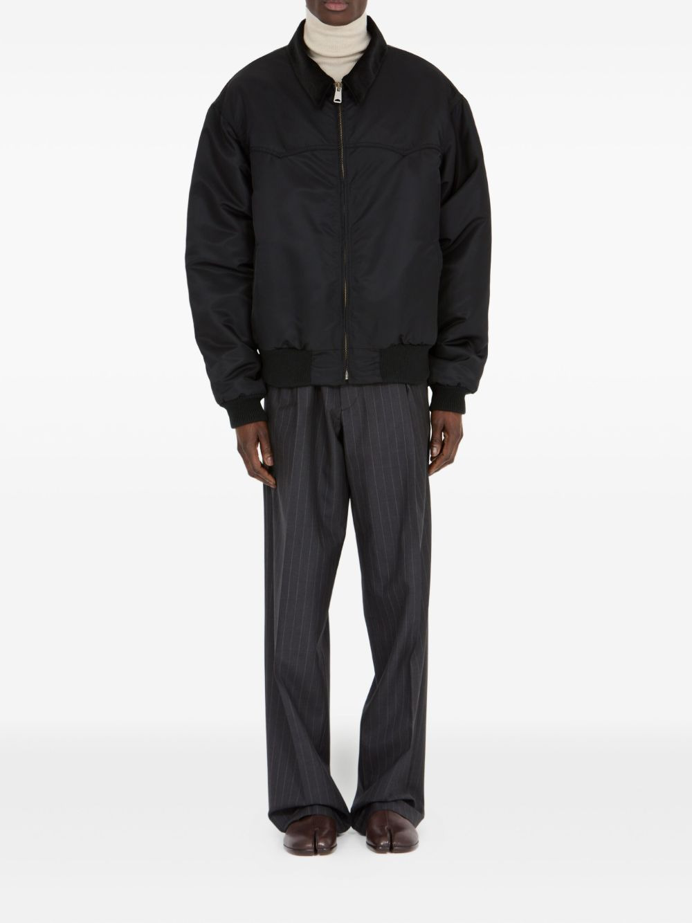 corduroy-collar bomber jacket - 2