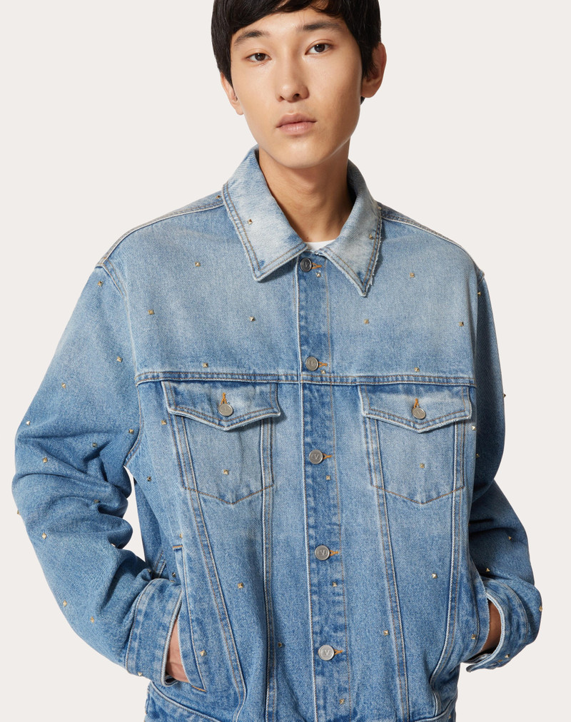 DENIM JACKET WITH ALL-OVER ROCKSTUD SPIKE STUDS 5