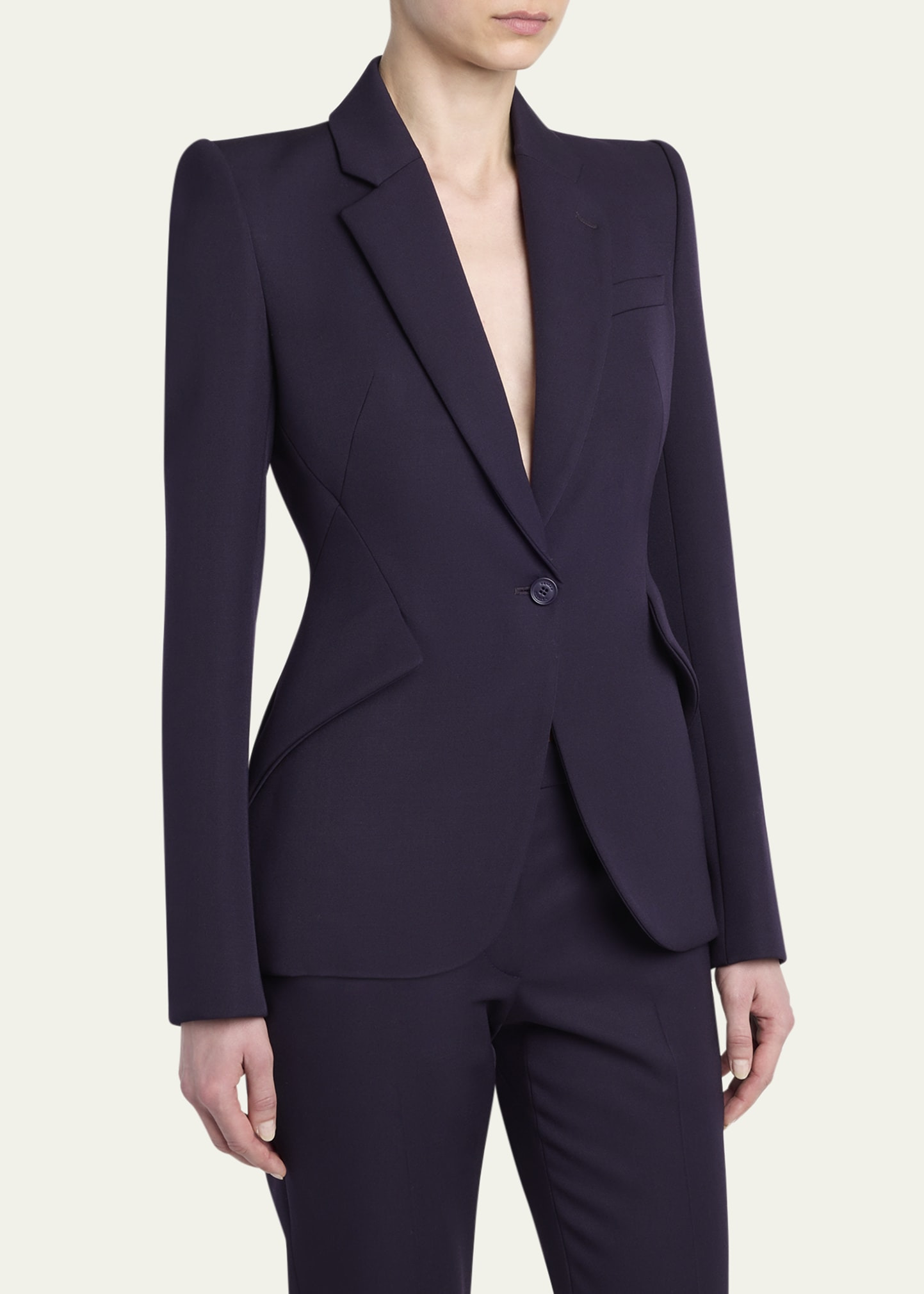 Grain De Poudre Wool Single-Breasted Blazer - 4