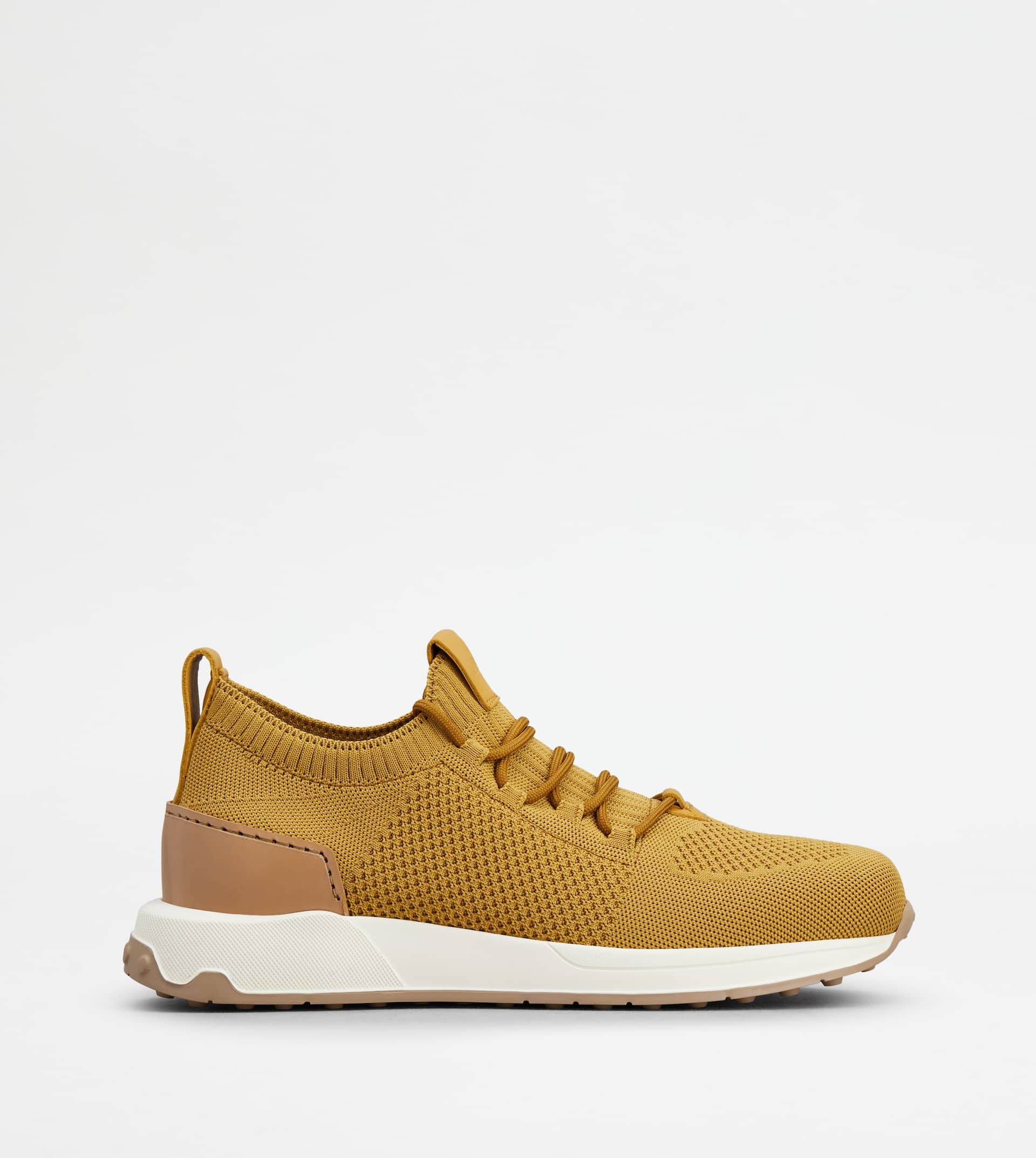 SOCK SNEAKERS IN TECHNICAL FABRIC AND LEATHER - YELLOW - 1