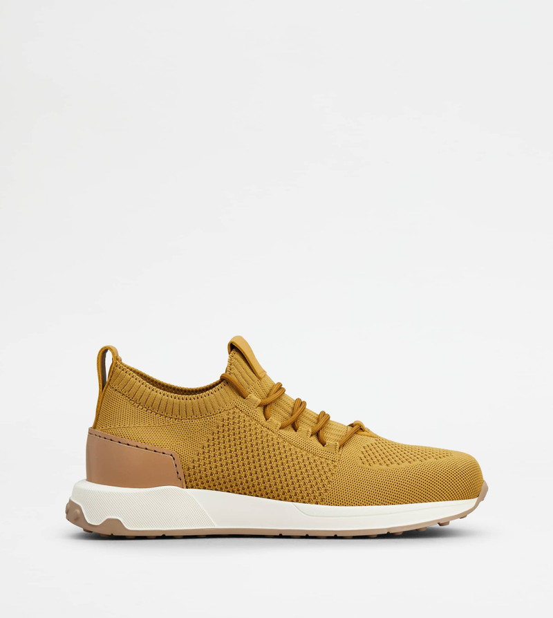 SOCK SNEAKERS IN TECHNICAL FABRIC AND LEATHER - YELLOW 1