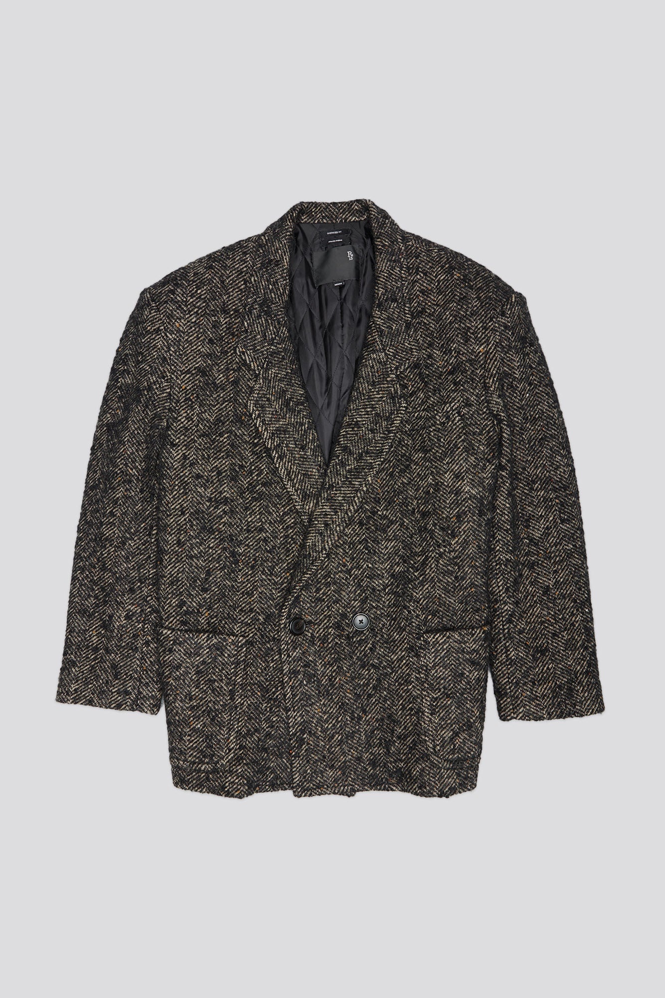 OVERSIZED DOUBLE-BREASTED BLAZER - BLACK HERRINGBONE - R13 - 5