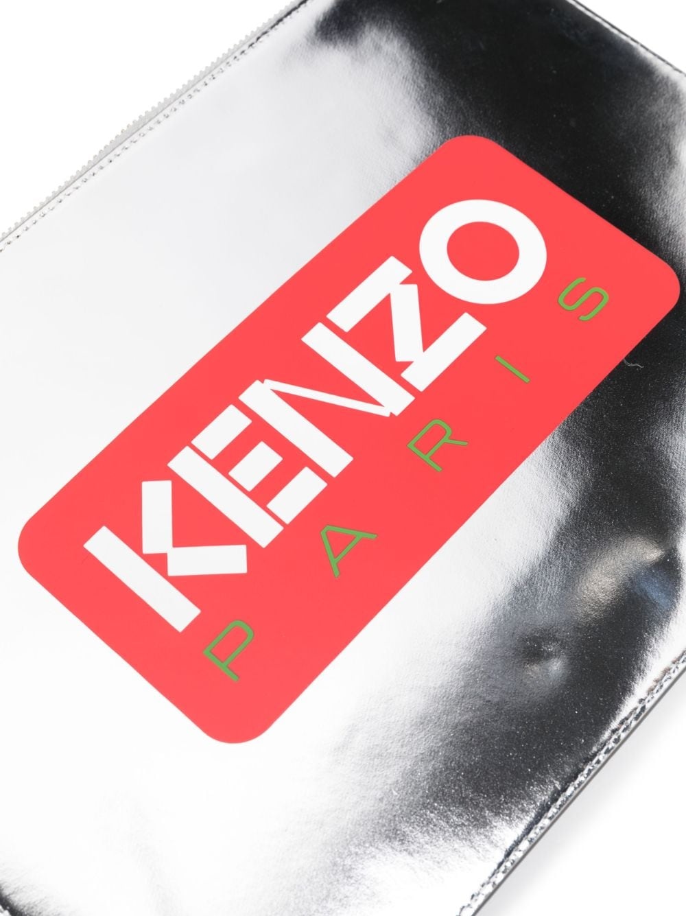Iconic logo-print metallic-leather clutch bag - 4