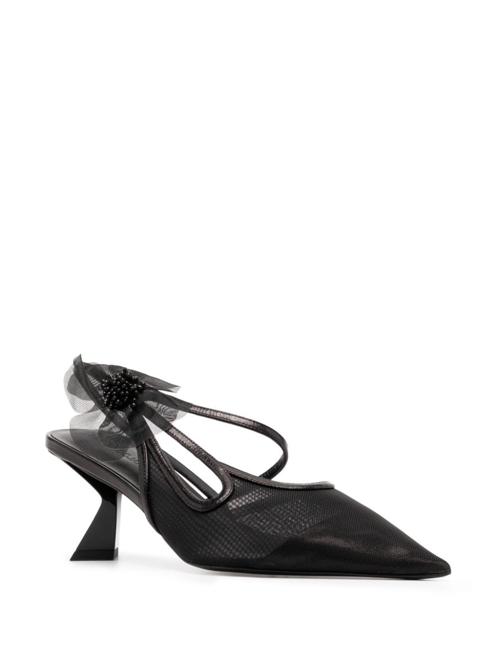 65mm faux-flower leather pumps - 2