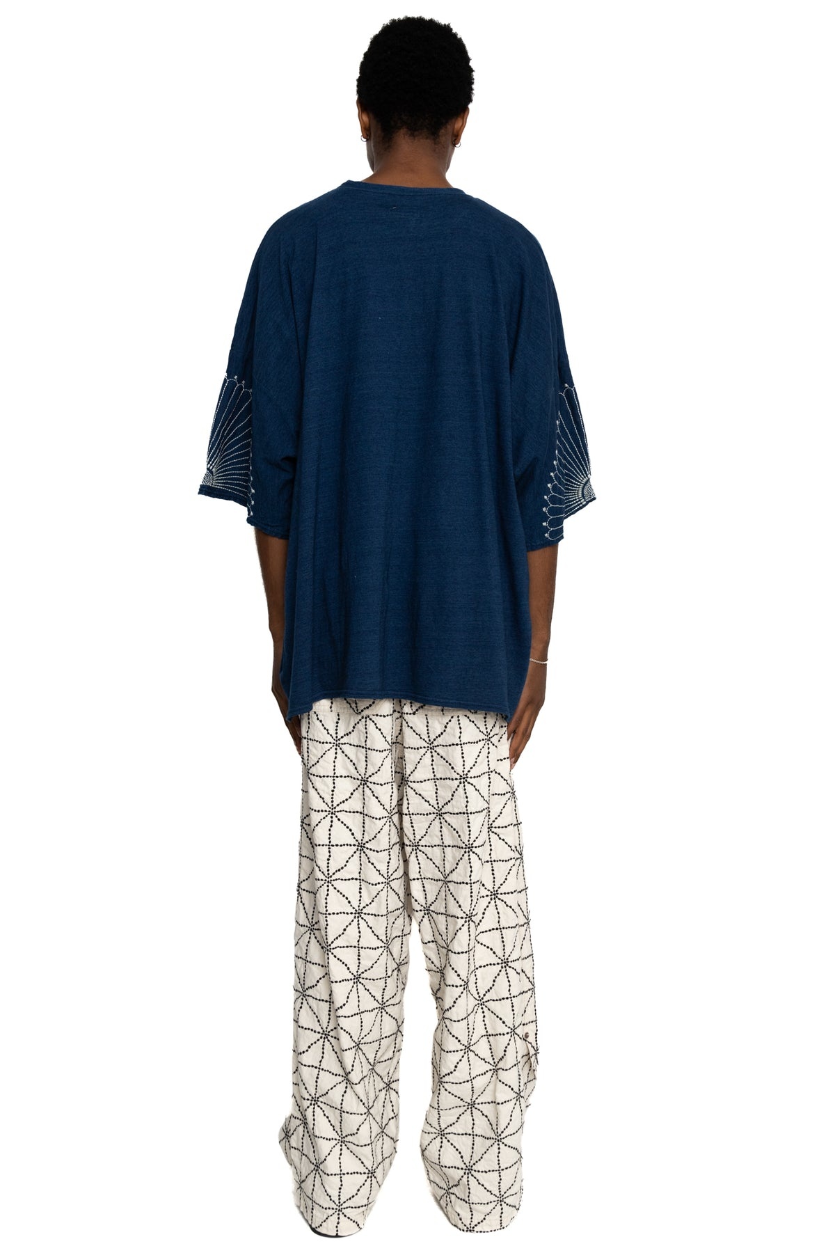8oz Color Denim FOLD DOJO W-Knee EASY Baggy Pants - Ecru - 5