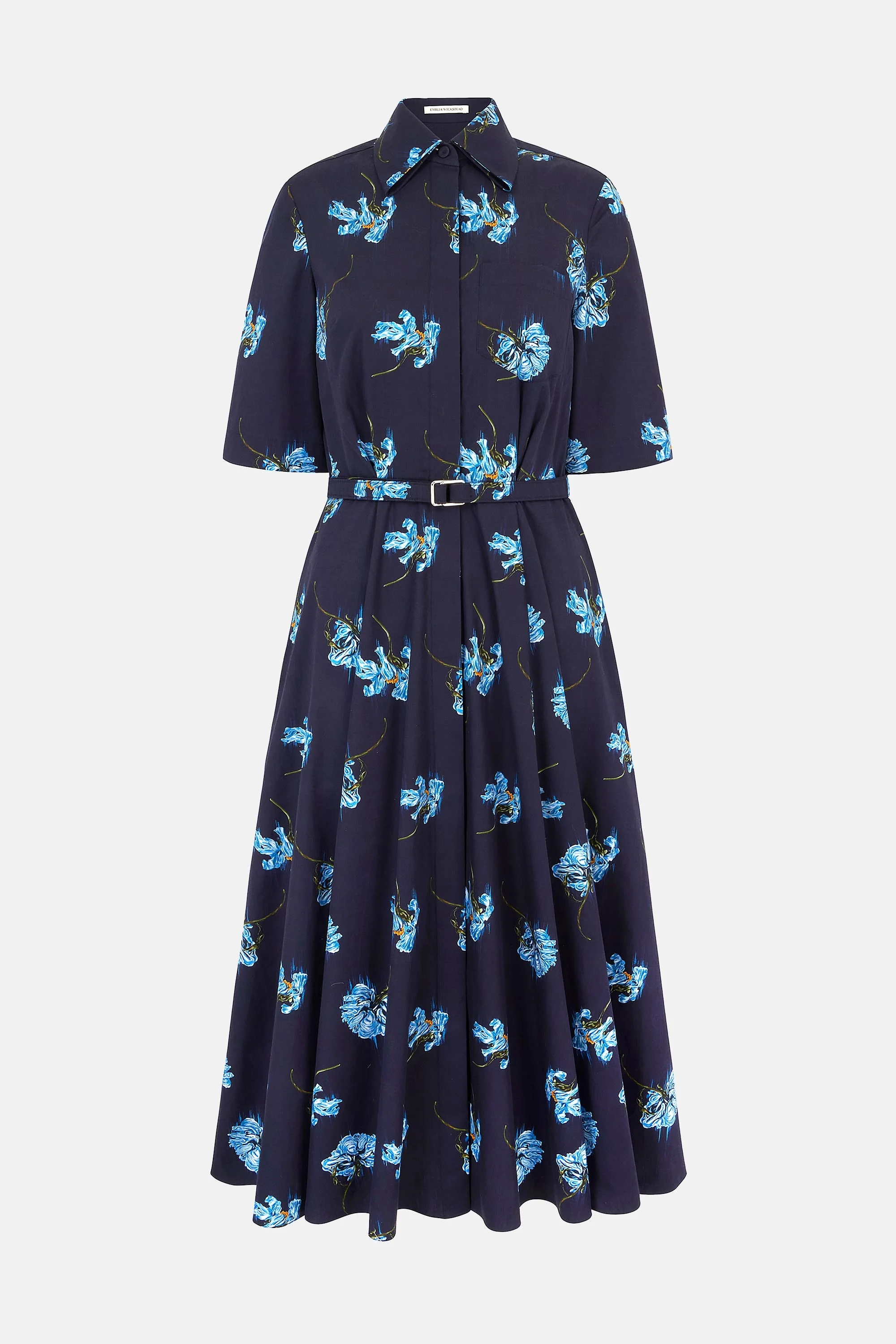 Rubie Dress with Blue Flowers on Navy Cotton - 1