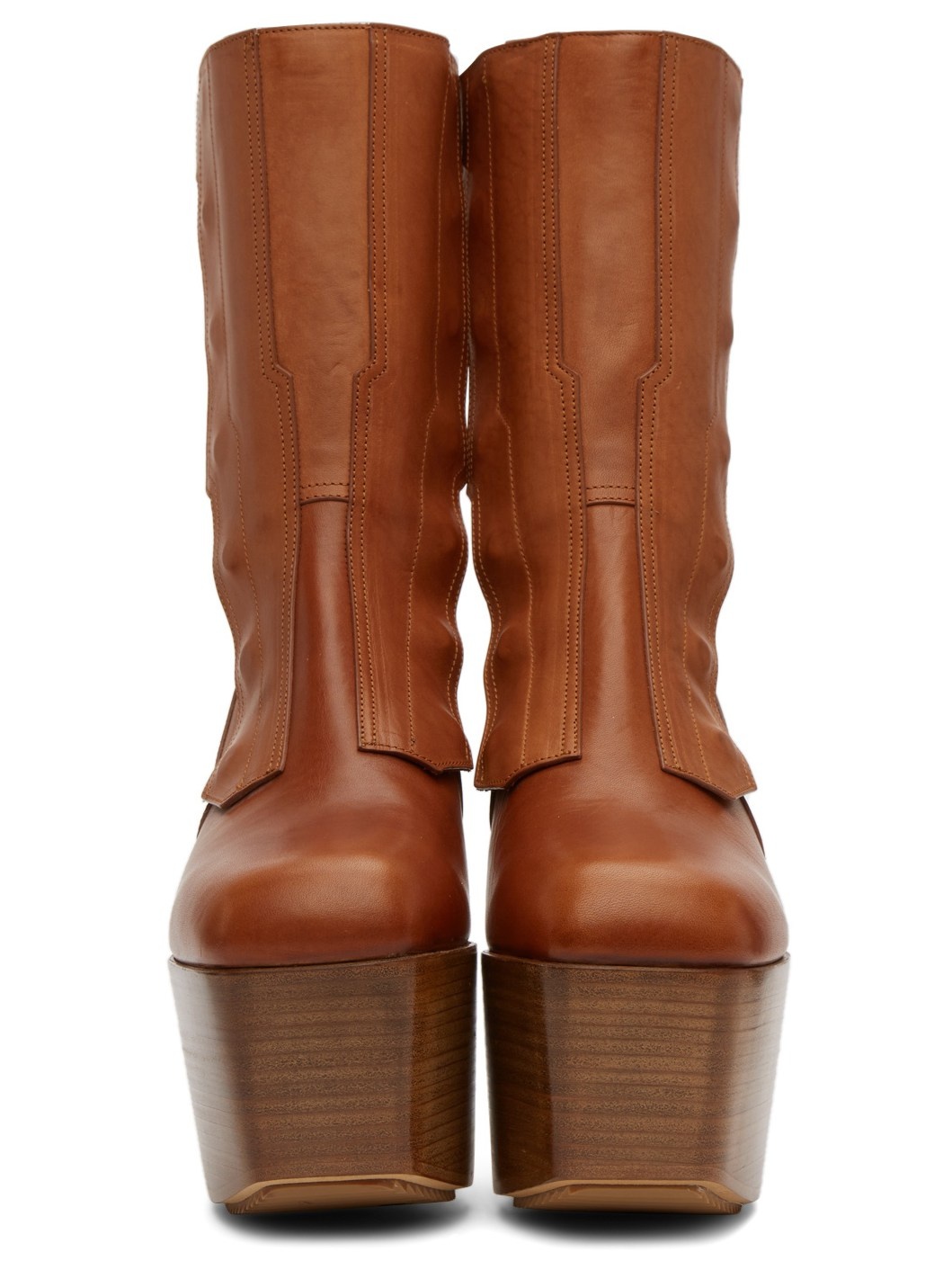 Tan Biker Platform Boots - 2