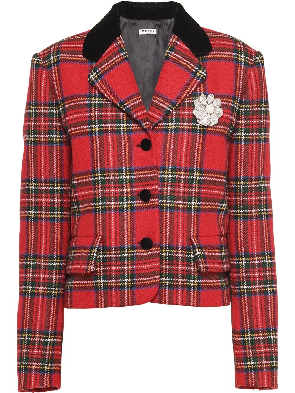 tartan-check wool jacket - 1