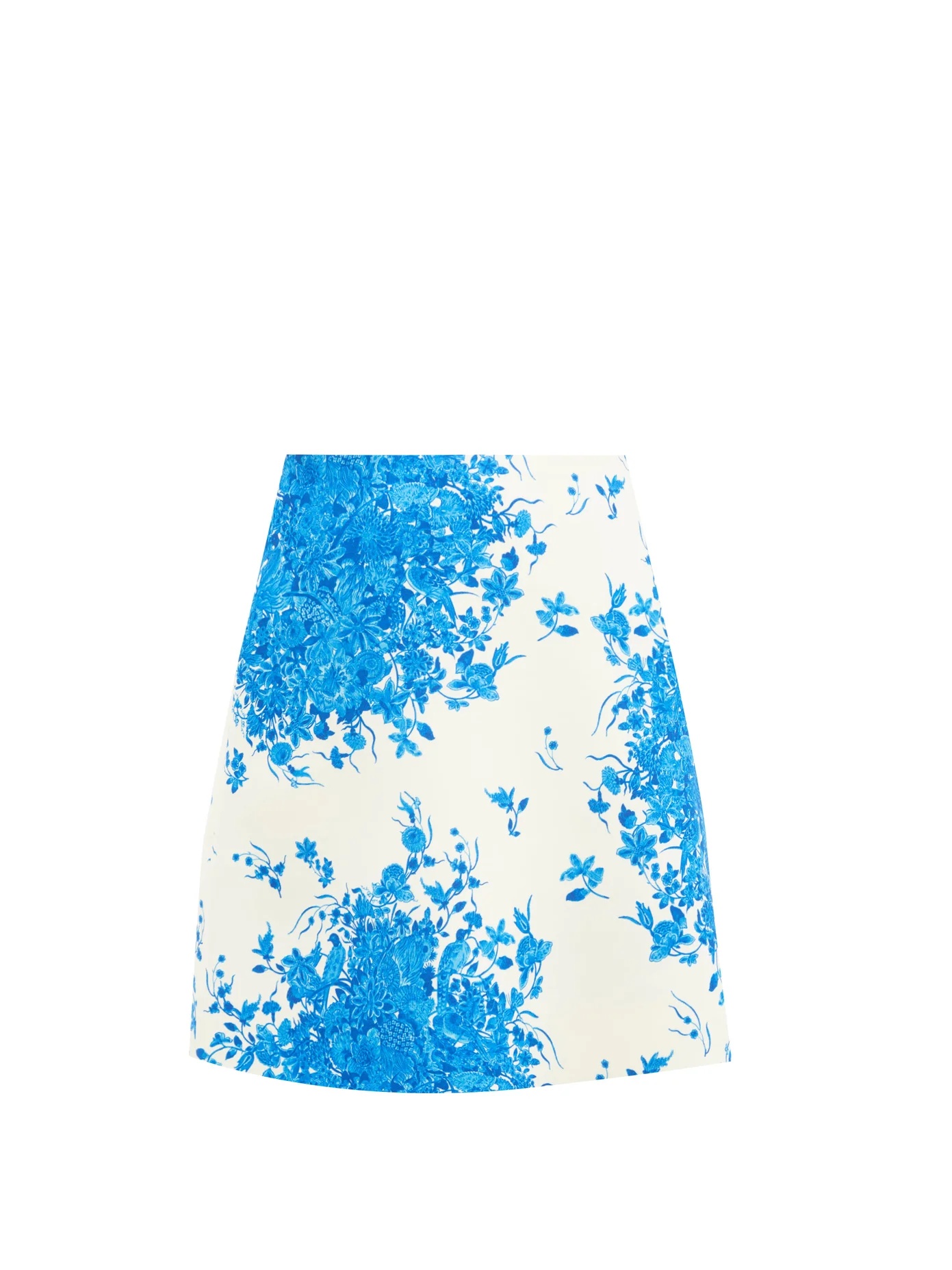 Delft-print silk-twill mini skirt - 1